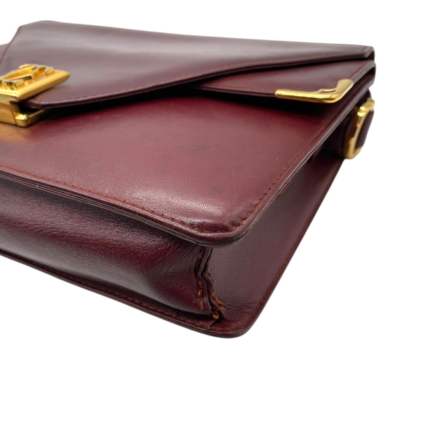 Cartier カルティエ Must de Cartier レザー ショルダーバッグ メッセンジャーバッグ ボルドー ゴールド金具 マストライン 斜め掛け ヴィンテージ レディース K3