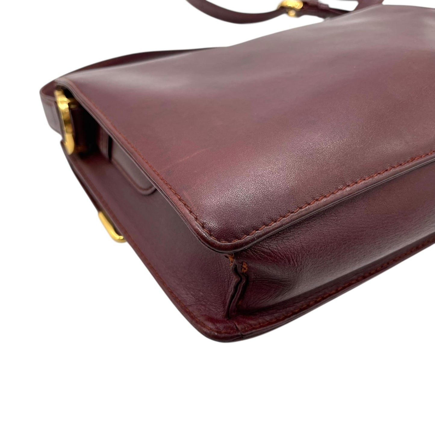 Cartier カルティエ Must de Cartier レザー ショルダーバッグ メッセンジャーバッグ ボルドー ゴールド金具 マストライン 斜め掛け ヴィンテージ レディース K3