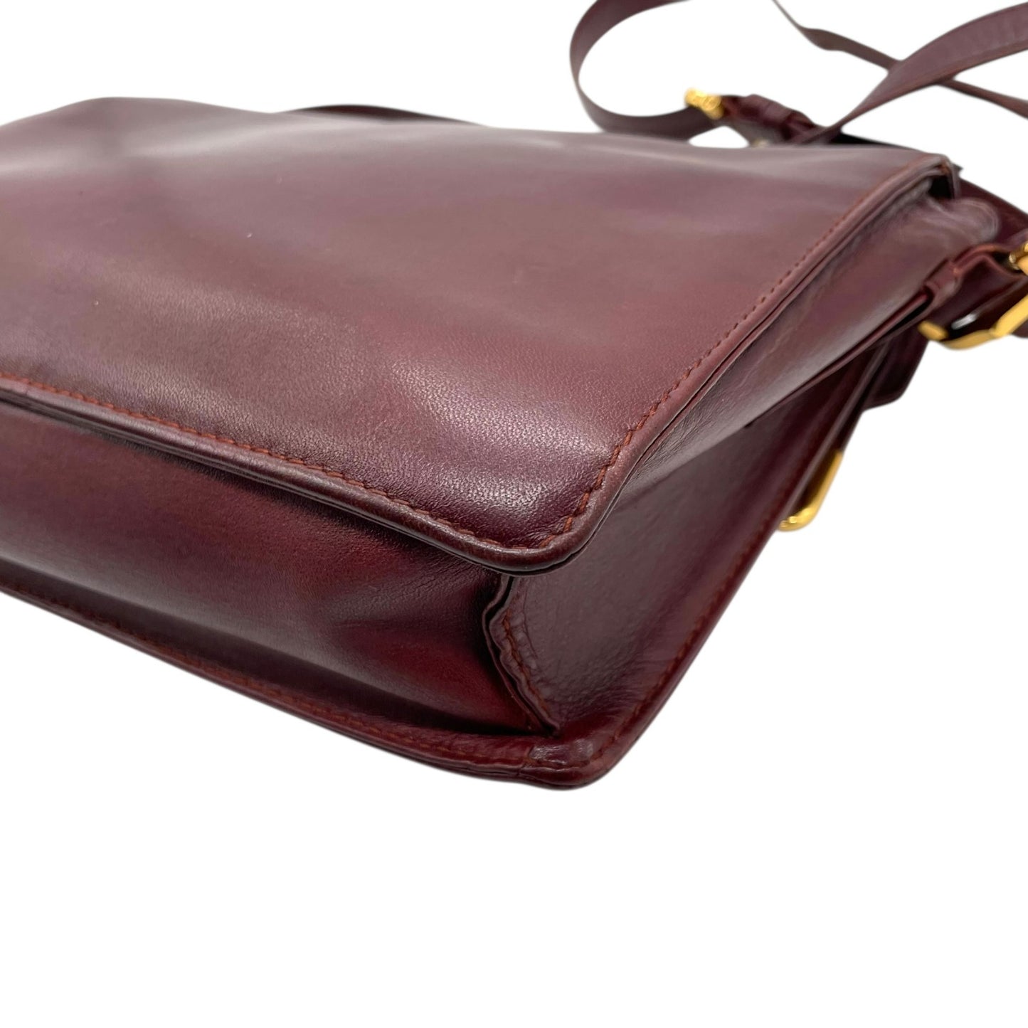 Cartier カルティエ Must de Cartier レザー ショルダーバッグ メッセンジャーバッグ ボルドー ゴールド金具 マストライン 斜め掛け ヴィンテージ レディース K3