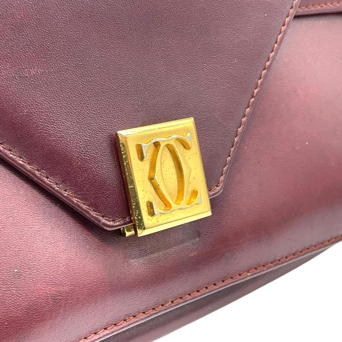 Cartier カルティエ Must de Cartier レザー ショルダーバッグ メッセンジャーバッグ ボルドー ゴールド金具 マストライン 斜め掛け ヴィンテージ レディース K3