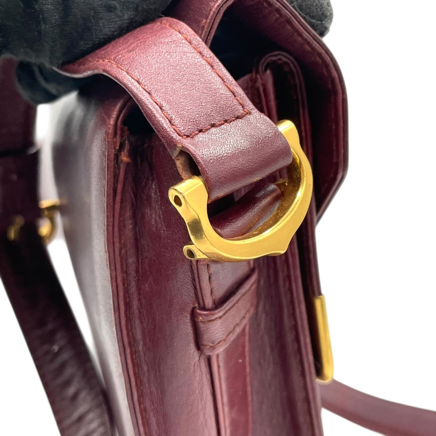 Cartier カルティエ Must de Cartier レザー ショルダーバッグ メッセンジャーバッグ ボルドー ゴールド金具 マストライン 斜め掛け ヴィンテージ レディース K3