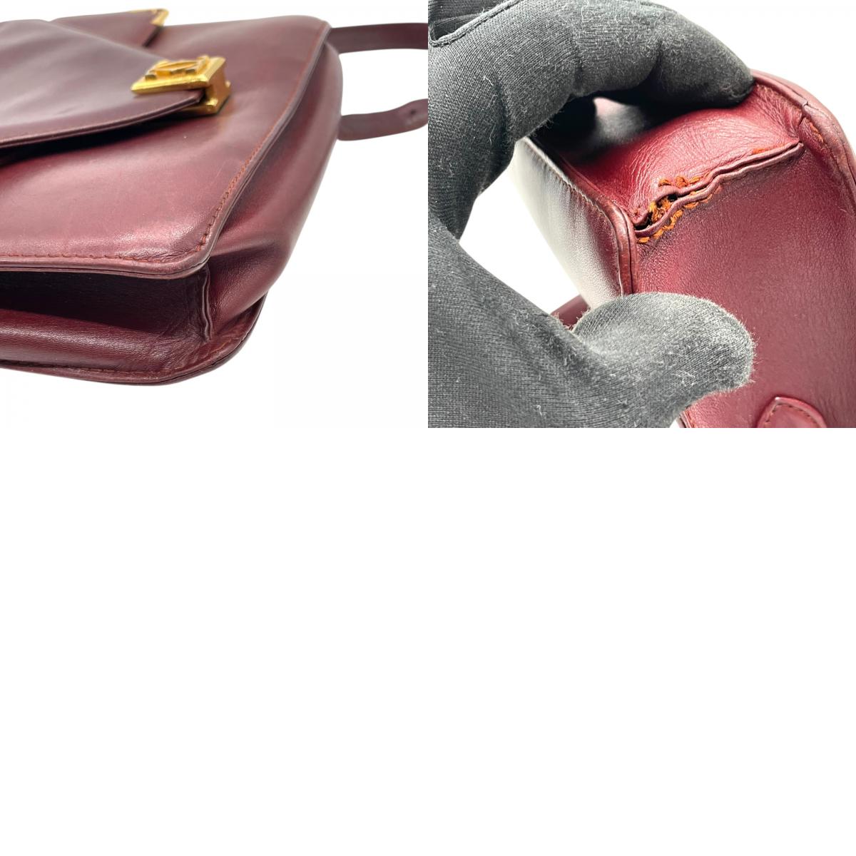 Cartier カルティエ Must de Cartier レザー ショルダーバッグ メッセンジャーバッグ ボルドー ゴールド金具 マストライン 斜め掛け ヴィンテージ レディース K3