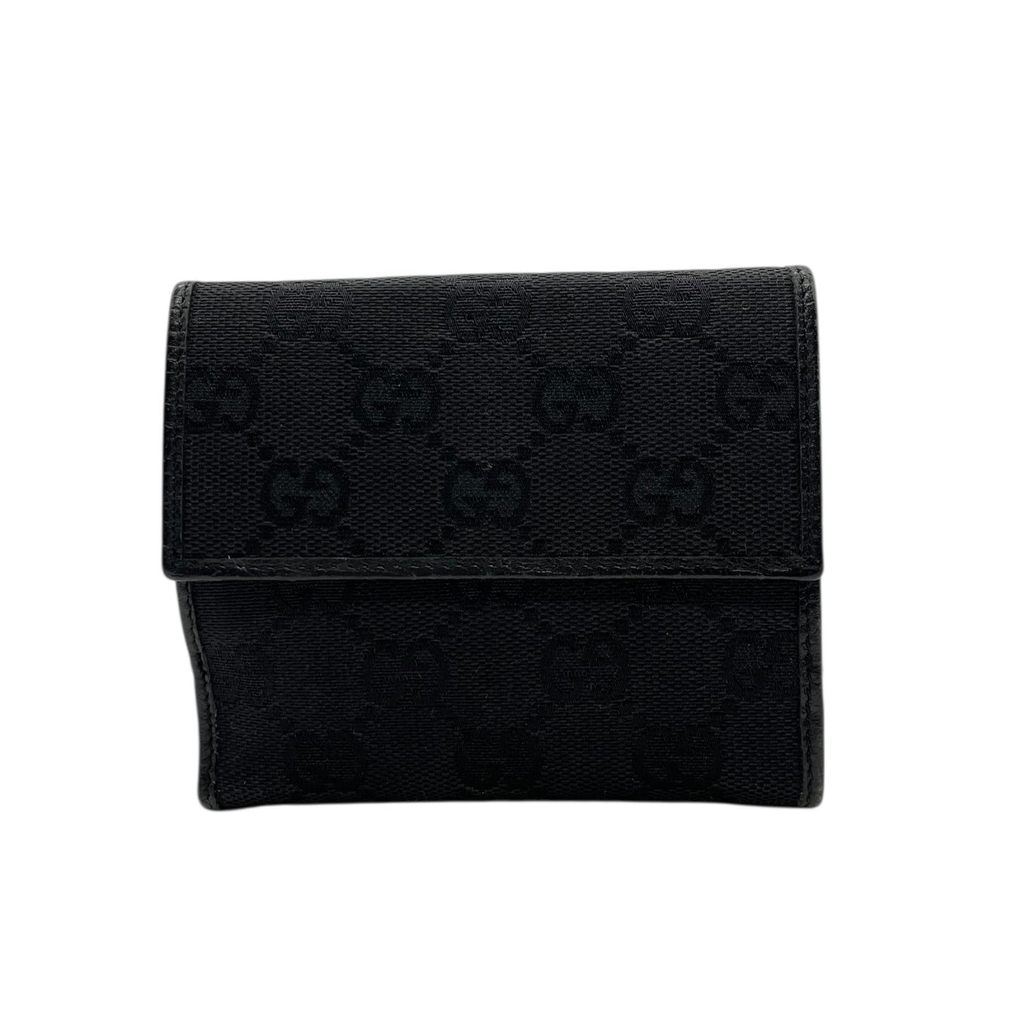 GUCCI グッチ GGキャンバス バンブー 三つ折り財布 二つ折り財布 黒 ブラック レザー コンパクトウォレット GG柄 クラシック ミニ財布 レディース W4