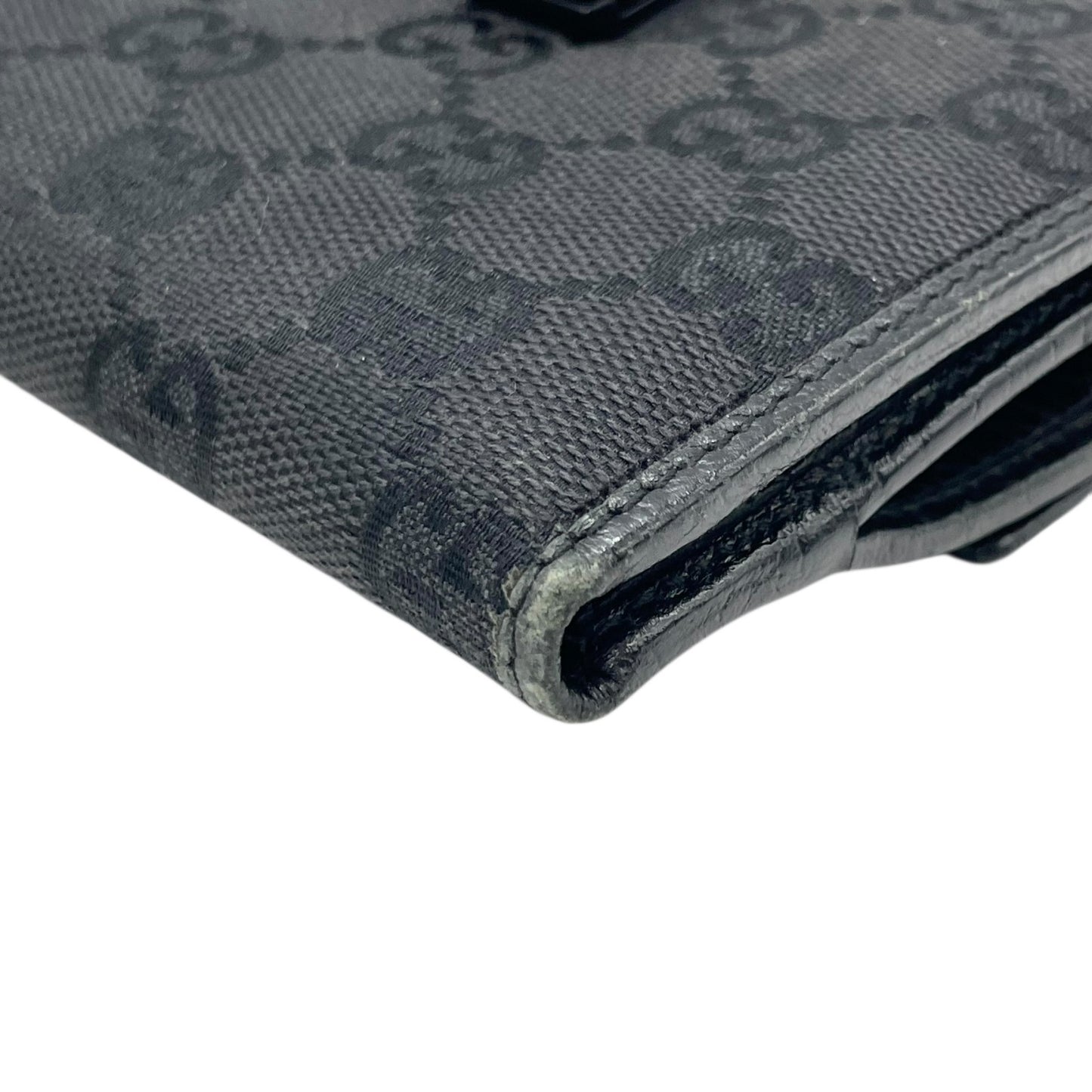 GUCCI グッチ GGキャンバス バンブー 三つ折り財布 二つ折り財布 黒 ブラック レザー コンパクトウォレット GG柄 クラシック ミニ財布 レディース W4