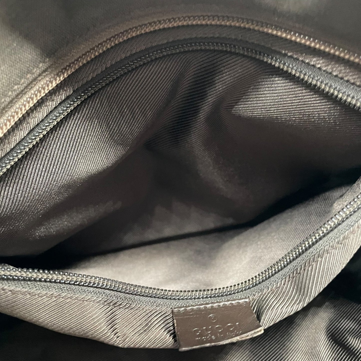 GUCCI グッチ キャンバス レザー ダブルポケット トートバッグ ブラウン シルバー金具 大容量 メンズ レディース ユニセックス U17