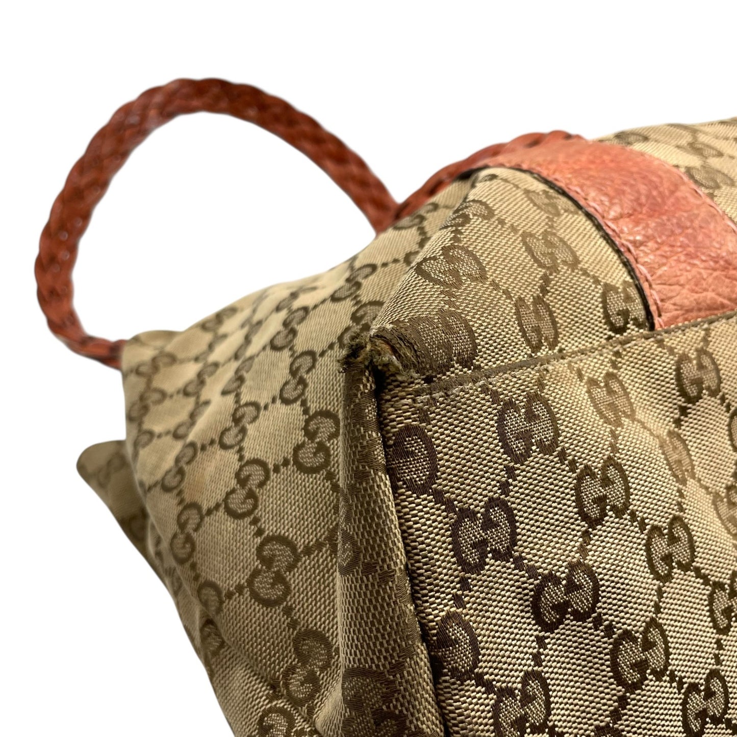 GUCCI グッチ GGキャンバス バンブー トートバッグ レザー ブラウン シルバー金具 ハンドバッグ 大容量 レディース U15