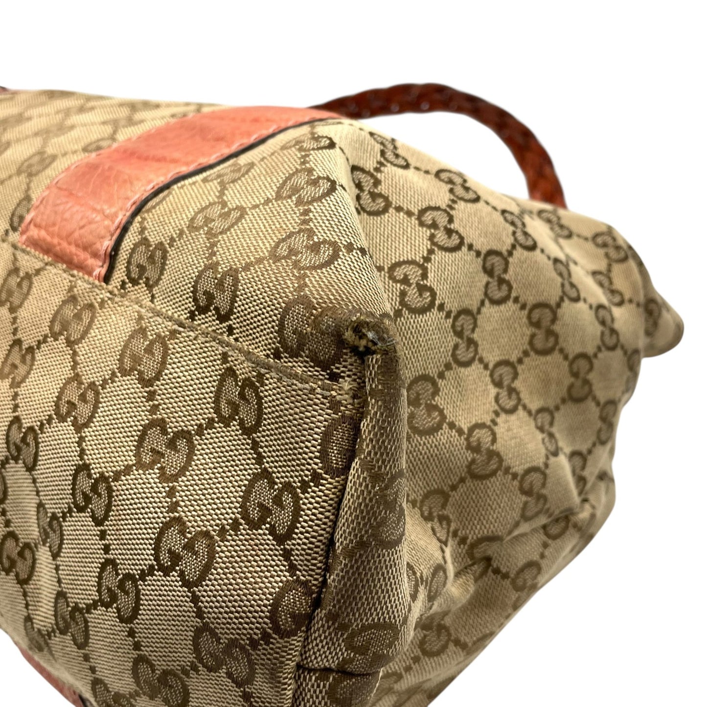 GUCCI グッチ GGキャンバス バンブー トートバッグ レザー ブラウン シルバー金具 ハンドバッグ 大容量 レディース U15
