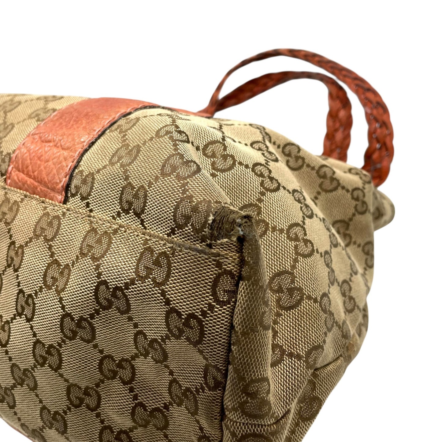 GUCCI グッチ GGキャンバス バンブー トートバッグ レザー ブラウン シルバー金具 ハンドバッグ 大容量 レディース U15