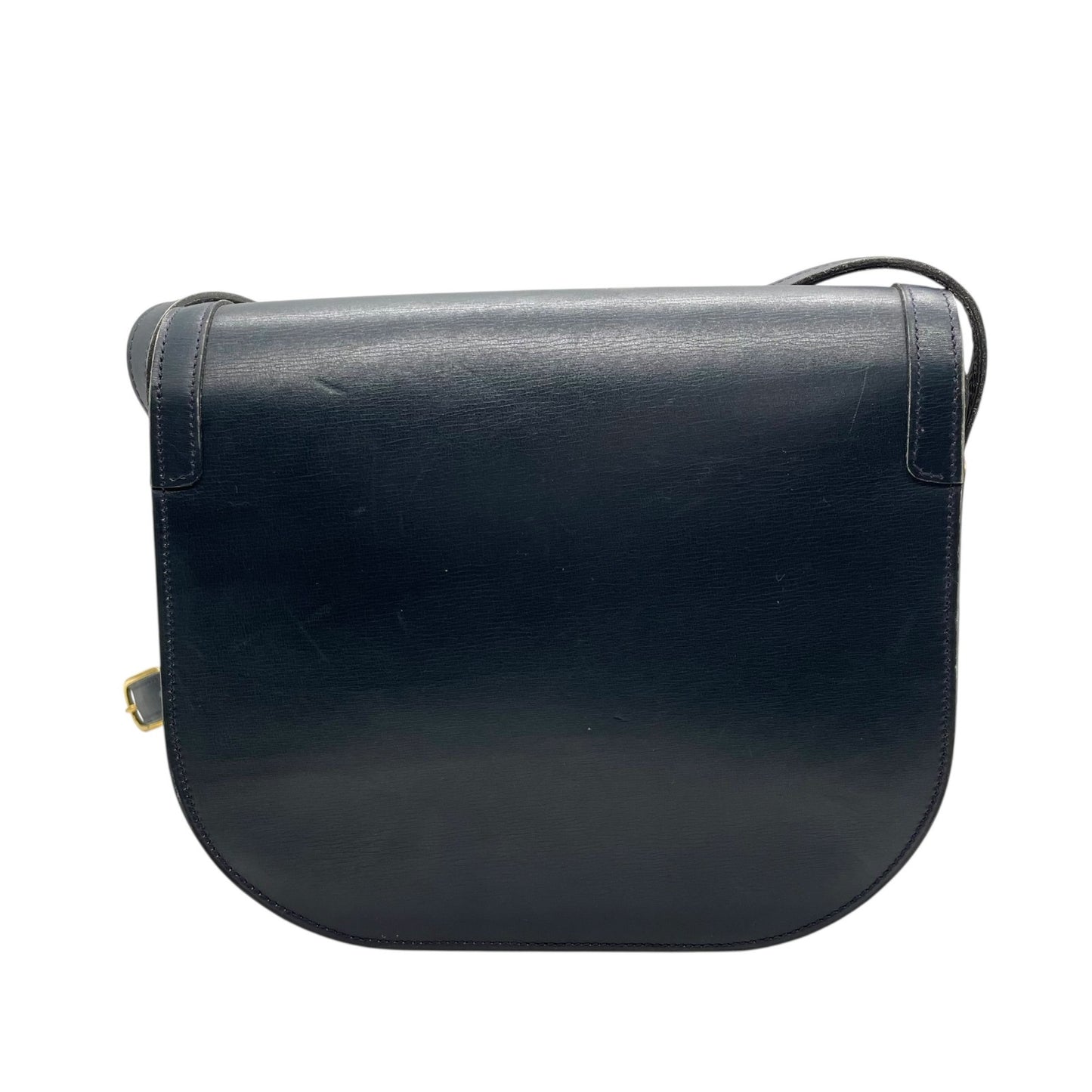 Christian Dior クリスチャンディオール レザー フラップ ショルダーバッグ ネイビー ゴールド金具 ロゴ金具 クラシック 斜め掛け レディース K11