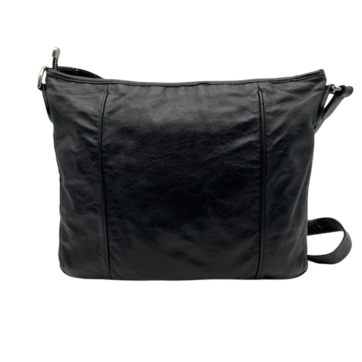 GUCCI グッチ インターロッキングG レザー ショルダーバッグ 黒 ブラック シルバー金具 斜め掛け イタリア製 メンズ レディース A5