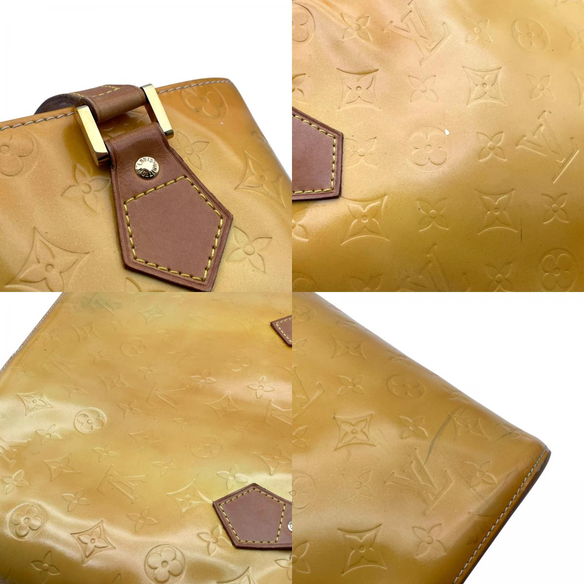 Louis Vuitton ルイヴィトン モノグラム ヴェルニ ヒューストン トートバッグ ハンドバッグ イエロー M91004 パテントレザー ゴールド金具 レディース E