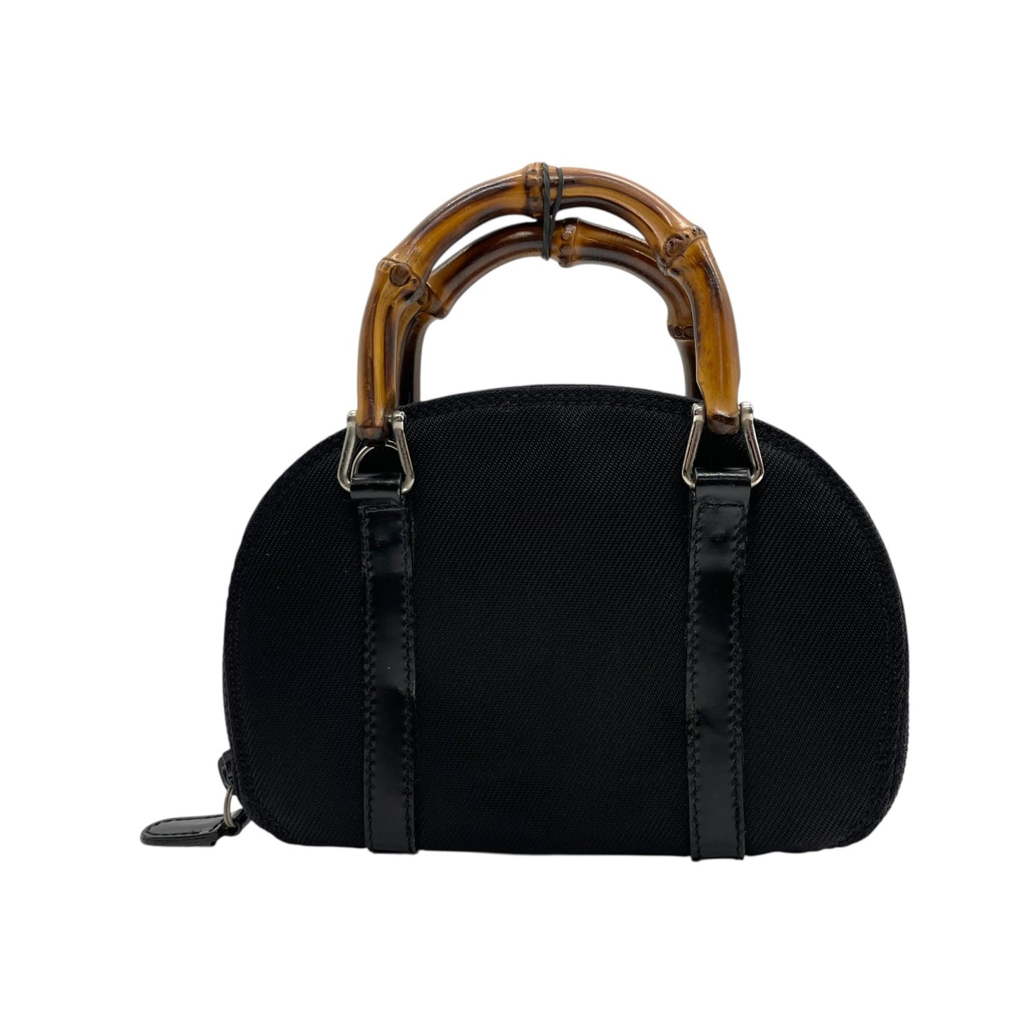 GUCCI グッチ バンブー ナイロン レザー 2way ミニ ハンドバッグ ショルダーバッグ ブラック シルバー金具 0391705 レディース K10