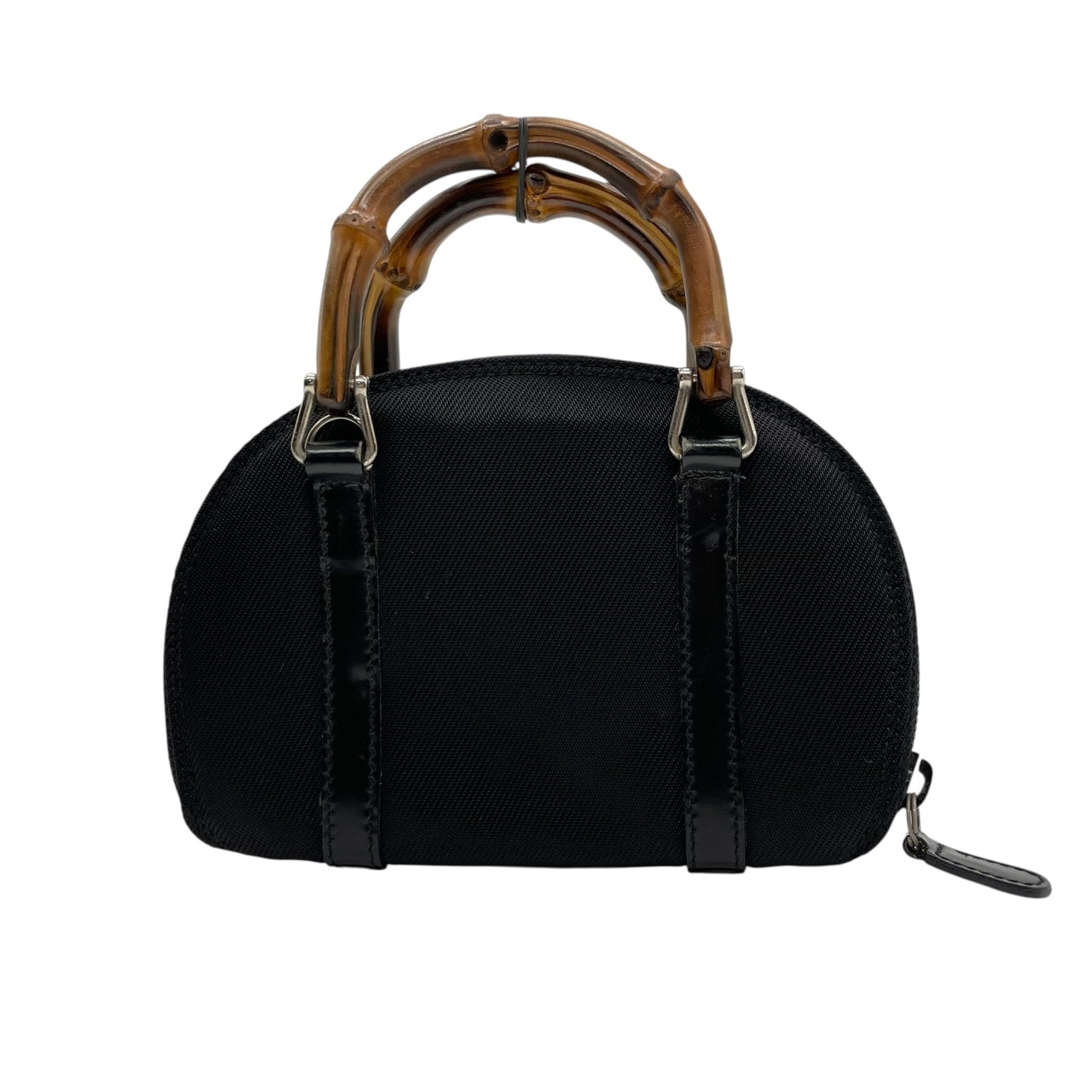 GUCCI グッチ バンブー ナイロン レザー 2way ミニ ハンドバッグ ショルダーバッグ ブラック シルバー金具 0391705 レディース K10