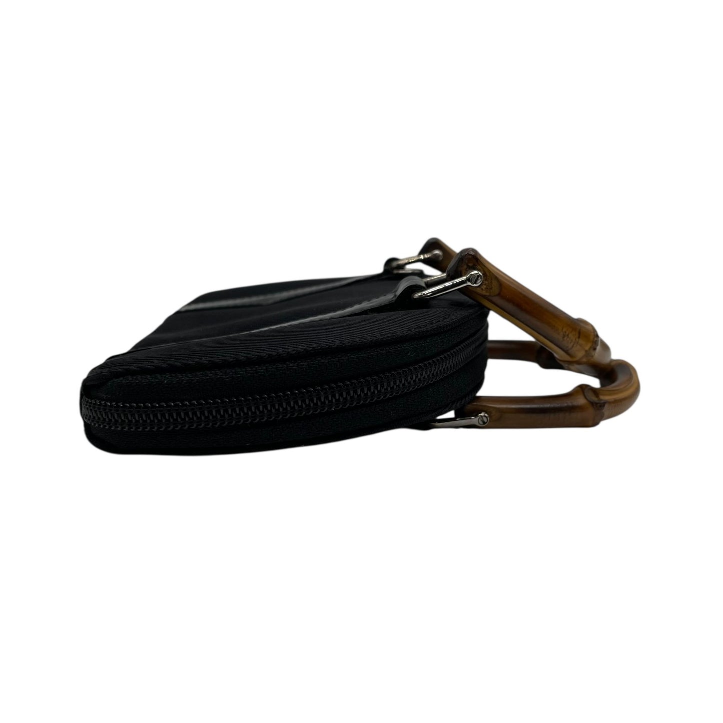 GUCCI グッチ バンブー ナイロン レザー 2way ミニ ハンドバッグ ショルダーバッグ ブラック シルバー金具 0391705 レディース K10