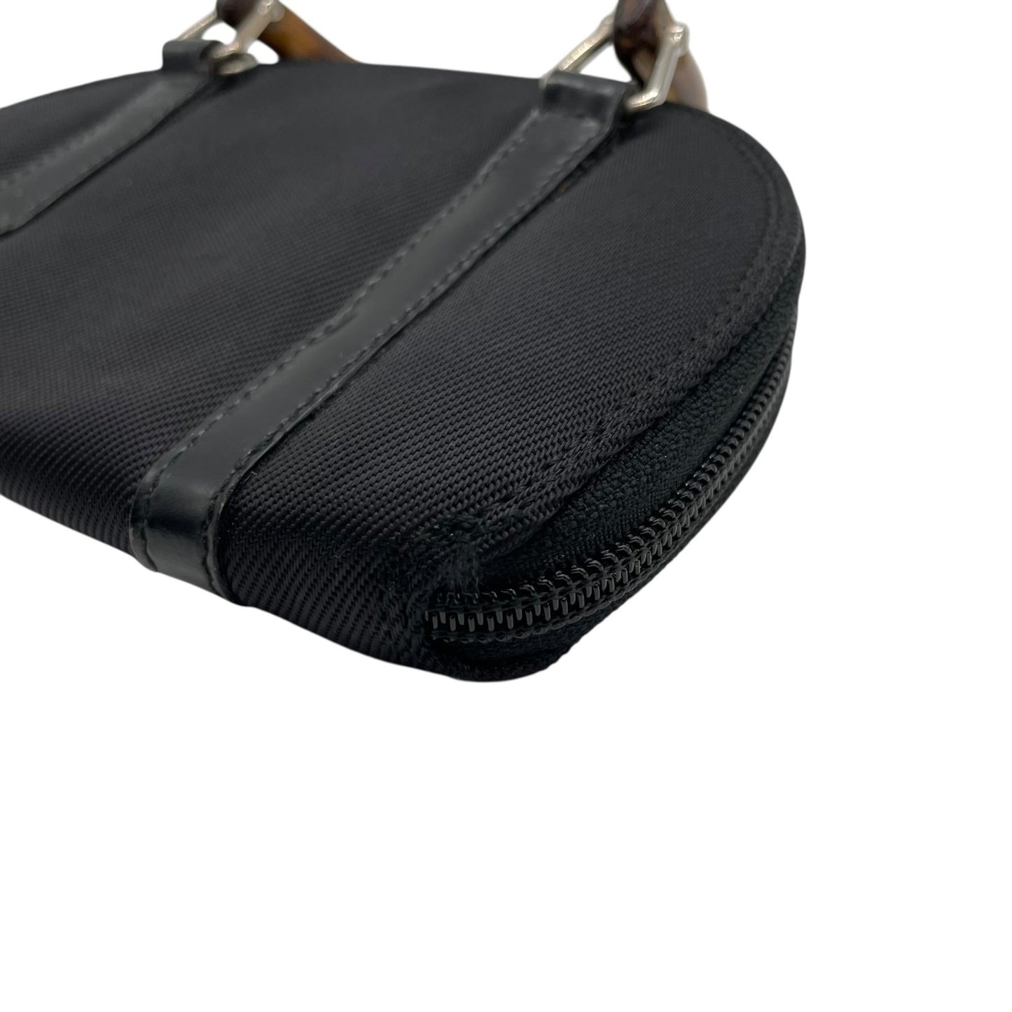 GUCCI グッチ バンブー ナイロン レザー 2way ミニ ハンドバッグ ショルダーバッグ ブラック シルバー金具 0391705 レディース K10