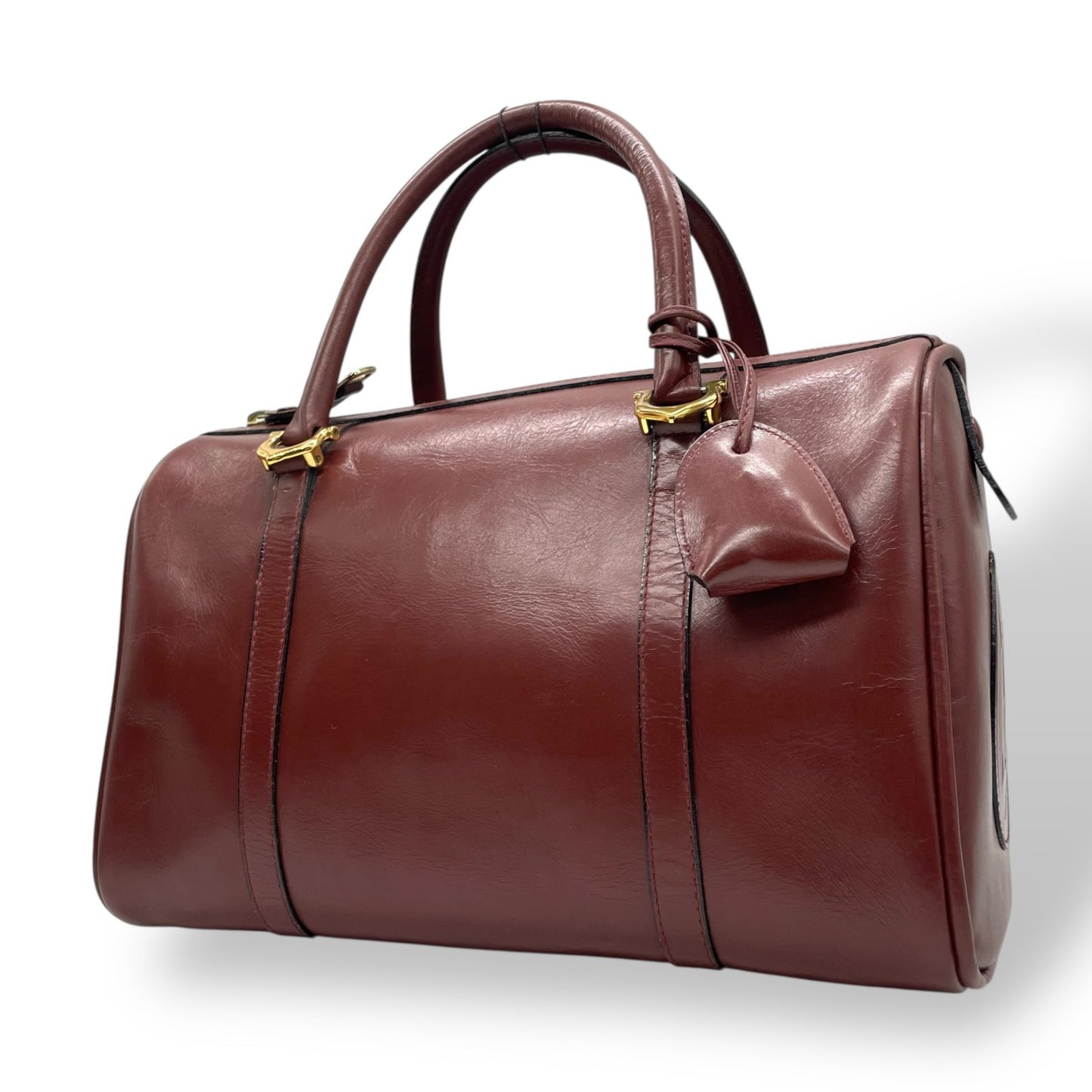 良品 カルティエ Cartier ハンドバッグ ミニボストンバッグ マストライン レザー 本革 ボルドー ワインレッド ゴールド金具 ヴィンテージ ビンテージ クラシック エレガント 2Cロゴ 鞄 カバン レディース 上品 高級 お出かけ 普段使い 定番 D