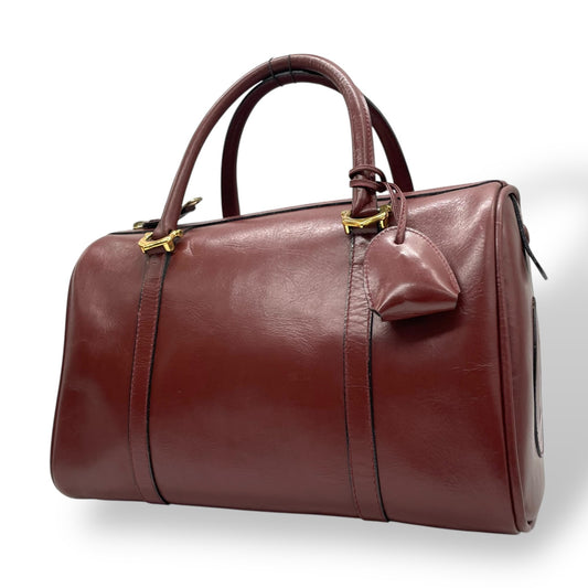 良品 カルティエ Cartier ハンドバッグ ミニボストンバッグ マストライン レザー 本革 ボルドー ワインレッド ゴールド金具 ヴィンテージ ビンテージ クラシック エレガント 2Cロゴ 鞄 カバン レディース 上品 高級 お出かけ 普段使い 定番 D