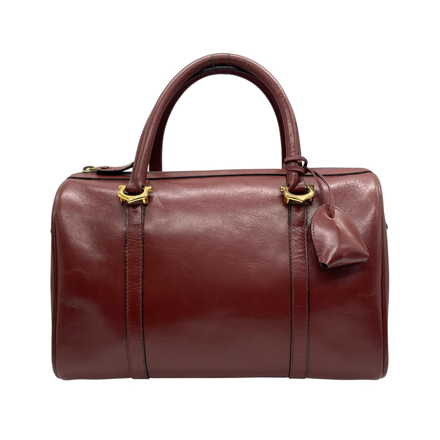 良品 カルティエ Cartier ハンドバッグ ミニボストンバッグ マストライン レザー 本革 ボルドー ワインレッド ゴールド金具 ヴィンテージ ビンテージ クラシック エレガント 2Cロゴ 鞄 カバン レディース 上品 高級 お出かけ 普段使い 定番 D