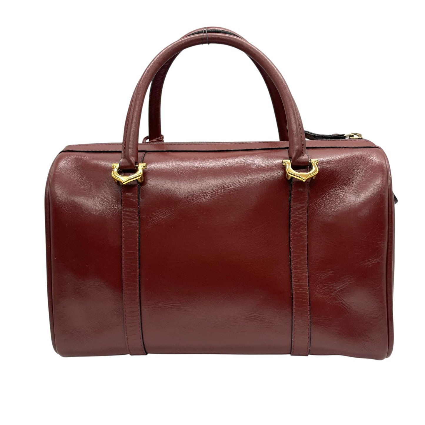 良品 カルティエ Cartier ハンドバッグ ミニボストンバッグ マストライン レザー 本革 ボルドー ワインレッド ゴールド金具 ヴィンテージ ビンテージ クラシック エレガント 2Cロゴ 鞄 カバン レディース 上品 高級 お出かけ 普段使い 定番 D