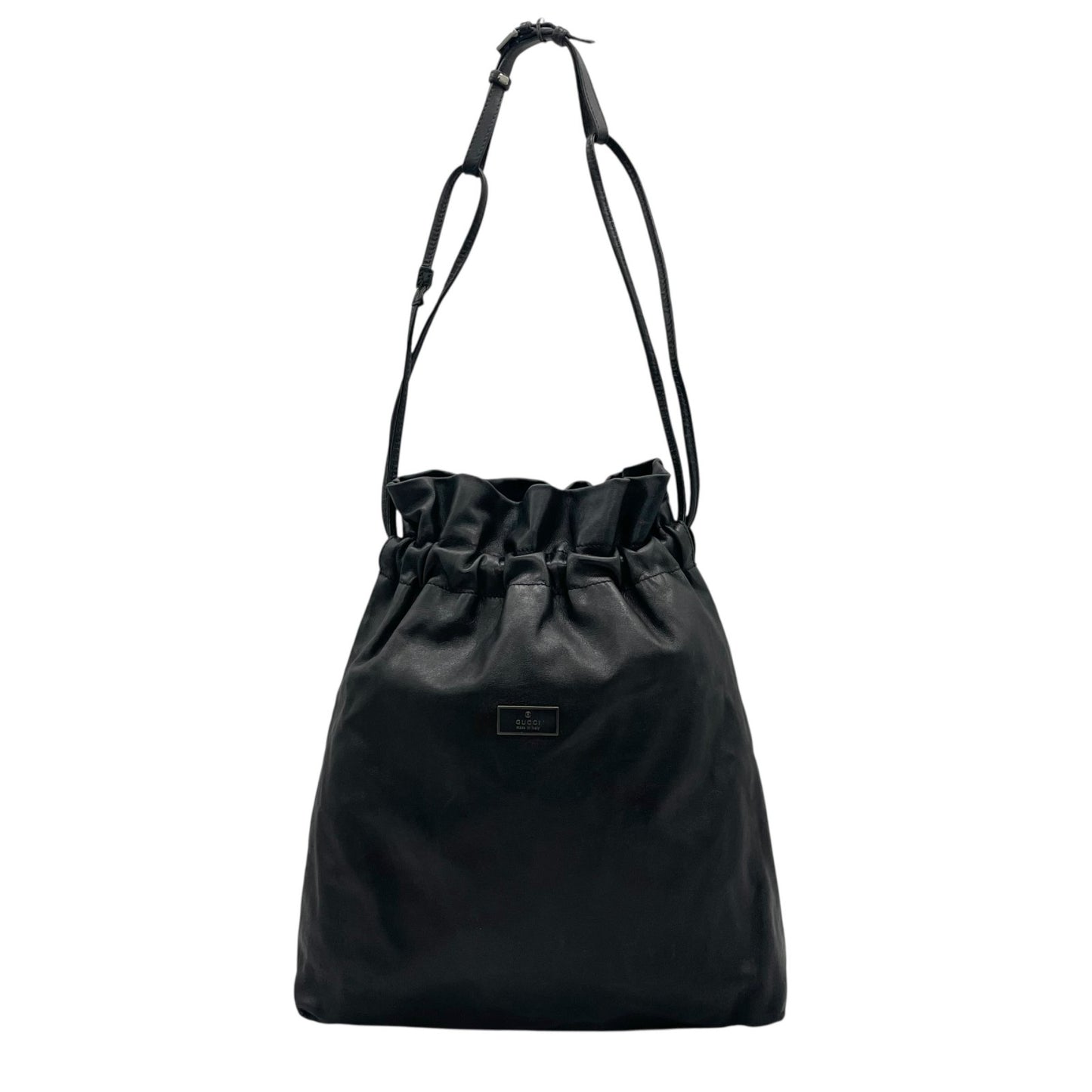 グッチ GUCCI ショルダーバッグ ワンショルダー 巾着バッグ レザー 本革 ブラック 黒 シルバー金具 ヴィンテージ ビンテージ クラシック エレガント 希少 レア 鞄 カバン レディース 上品 高級 お出かけ デイリーユース 普段使い 状態良好 A7