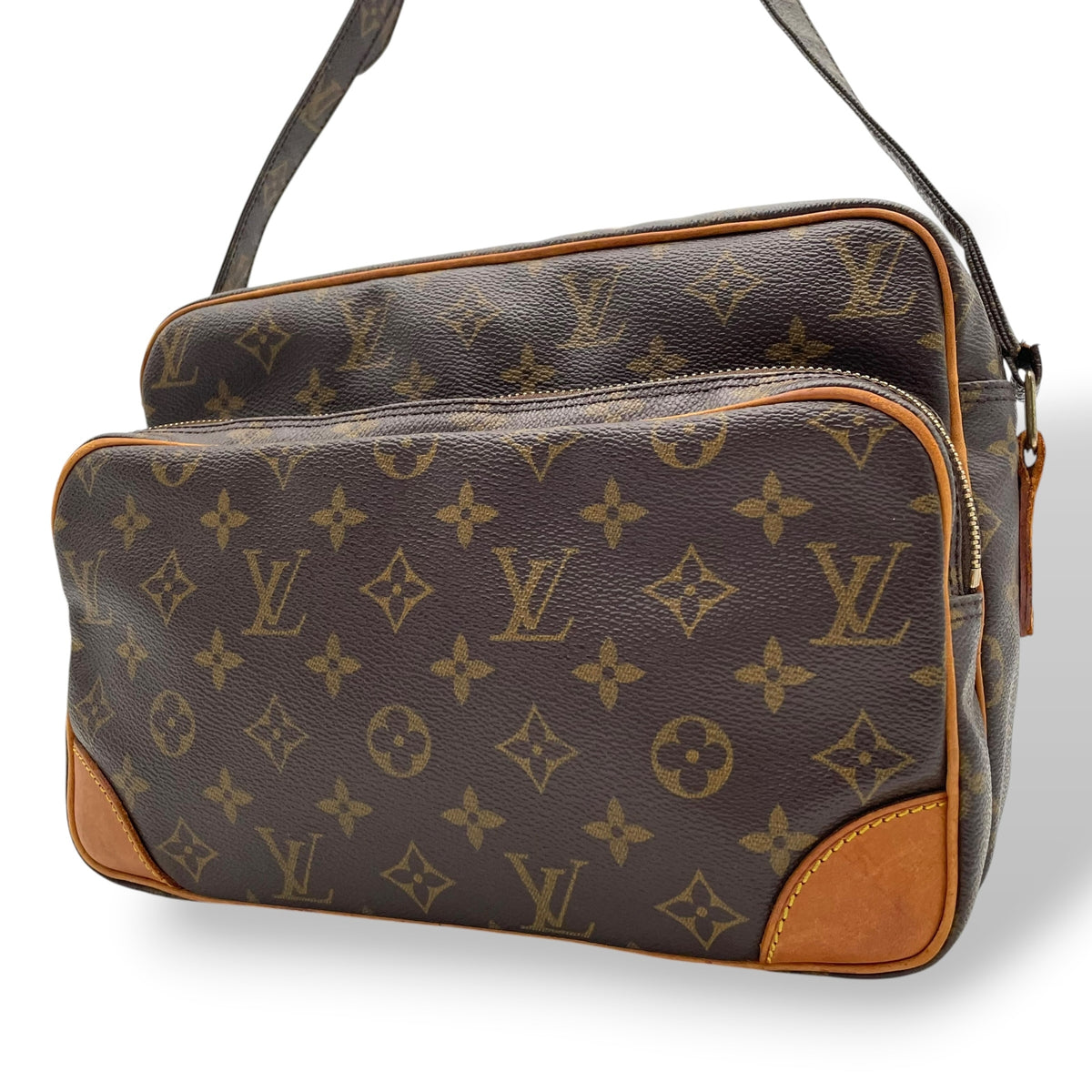 Louis Vuitton ルイヴィトン モノグラム ナイル ショルダーバッグ 斜め掛け クロスボディ PVC レザー ブラウン ゴールド金具 エレガント レディース ユニセックス 人気 M45244 C