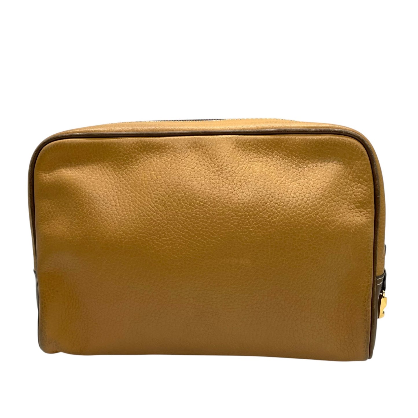 LOEWE ロエベ アナグラム レザー クラッチバッグ ベージュ ブラウン ゴールド金具 セカンドバッグ メンズ レディース ヴィンテージ K7