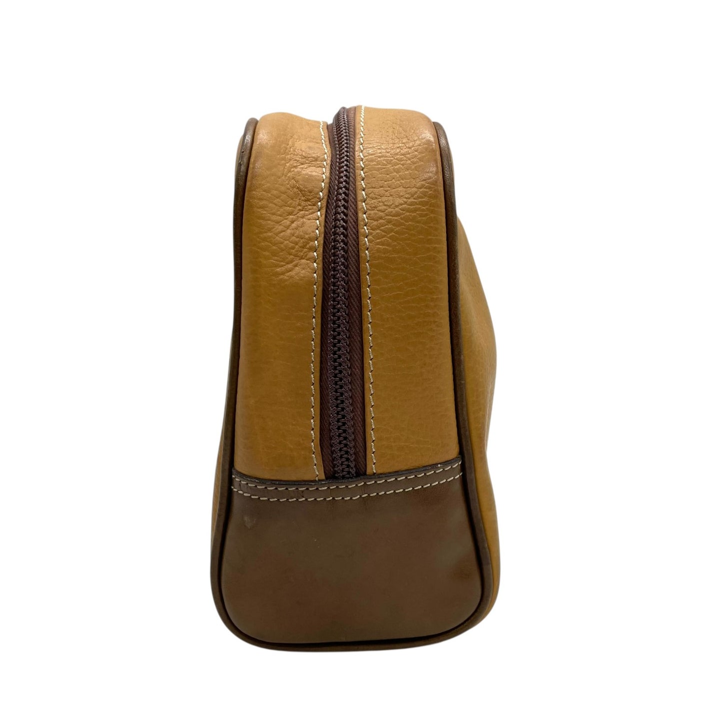 LOEWE ロエベ アナグラム レザー クラッチバッグ ベージュ ブラウン ゴールド金具 セカンドバッグ メンズ レディース ヴィンテージ K7