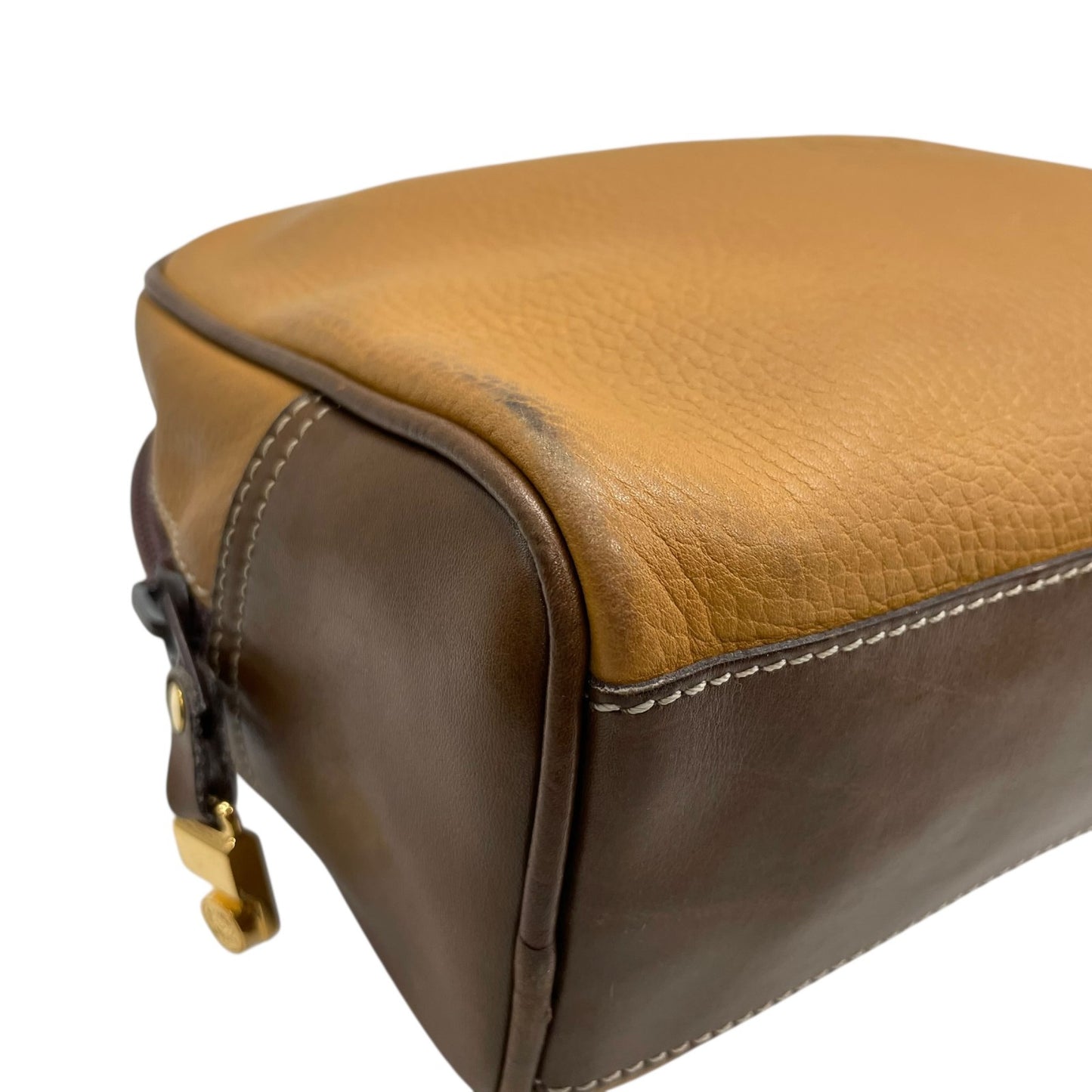 LOEWE ロエベ アナグラム レザー クラッチバッグ ベージュ ブラウン ゴールド金具 セカンドバッグ メンズ レディース ヴィンテージ K7