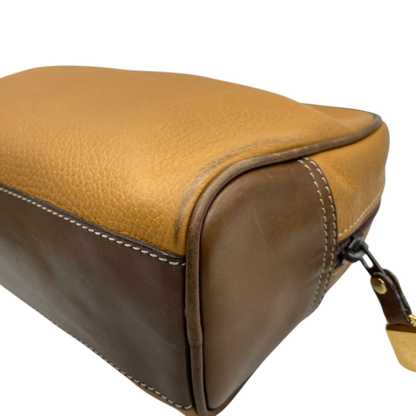LOEWE ロエベ アナグラム レザー クラッチバッグ ベージュ ブラウン ゴールド金具 セカンドバッグ メンズ レディース ヴィンテージ K7