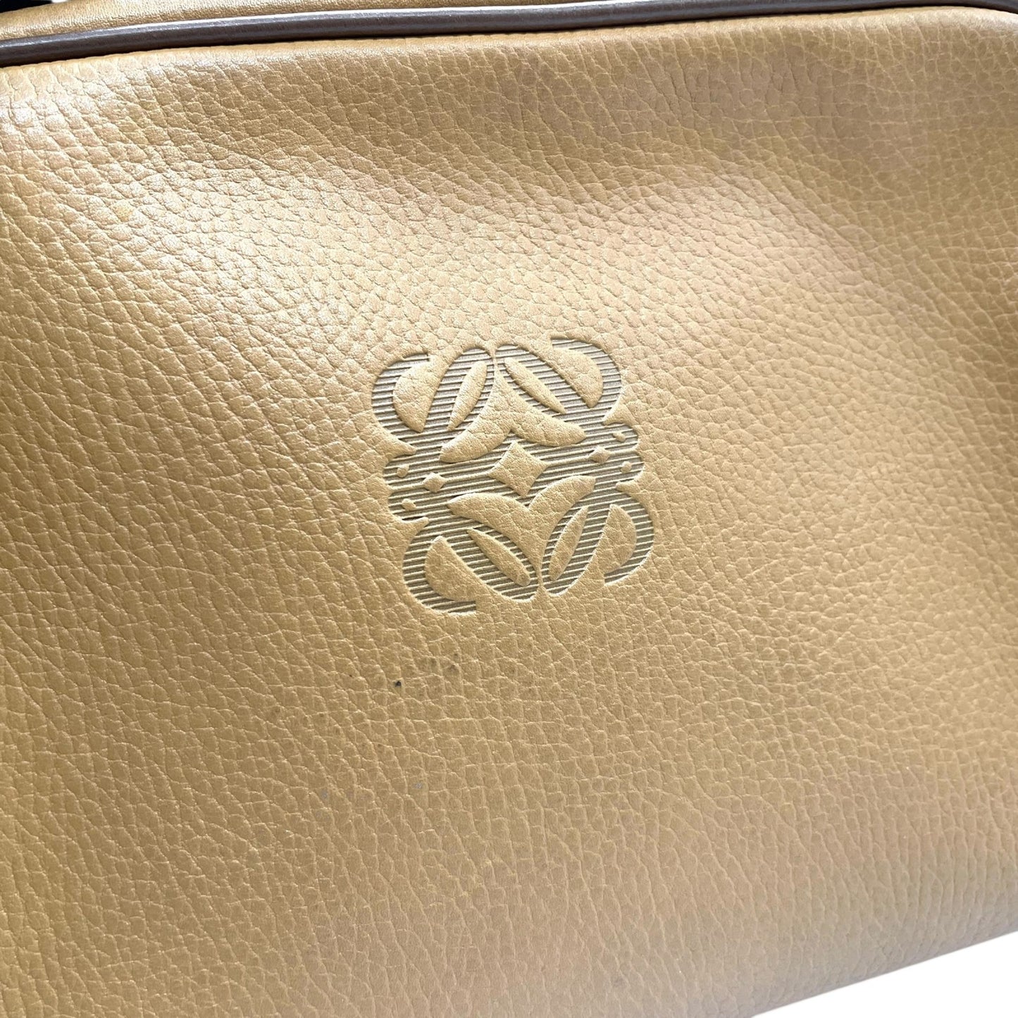 LOEWE ロエベ アナグラム レザー クラッチバッグ ベージュ ブラウン ゴールド金具 セカンドバッグ メンズ レディース ヴィンテージ K7