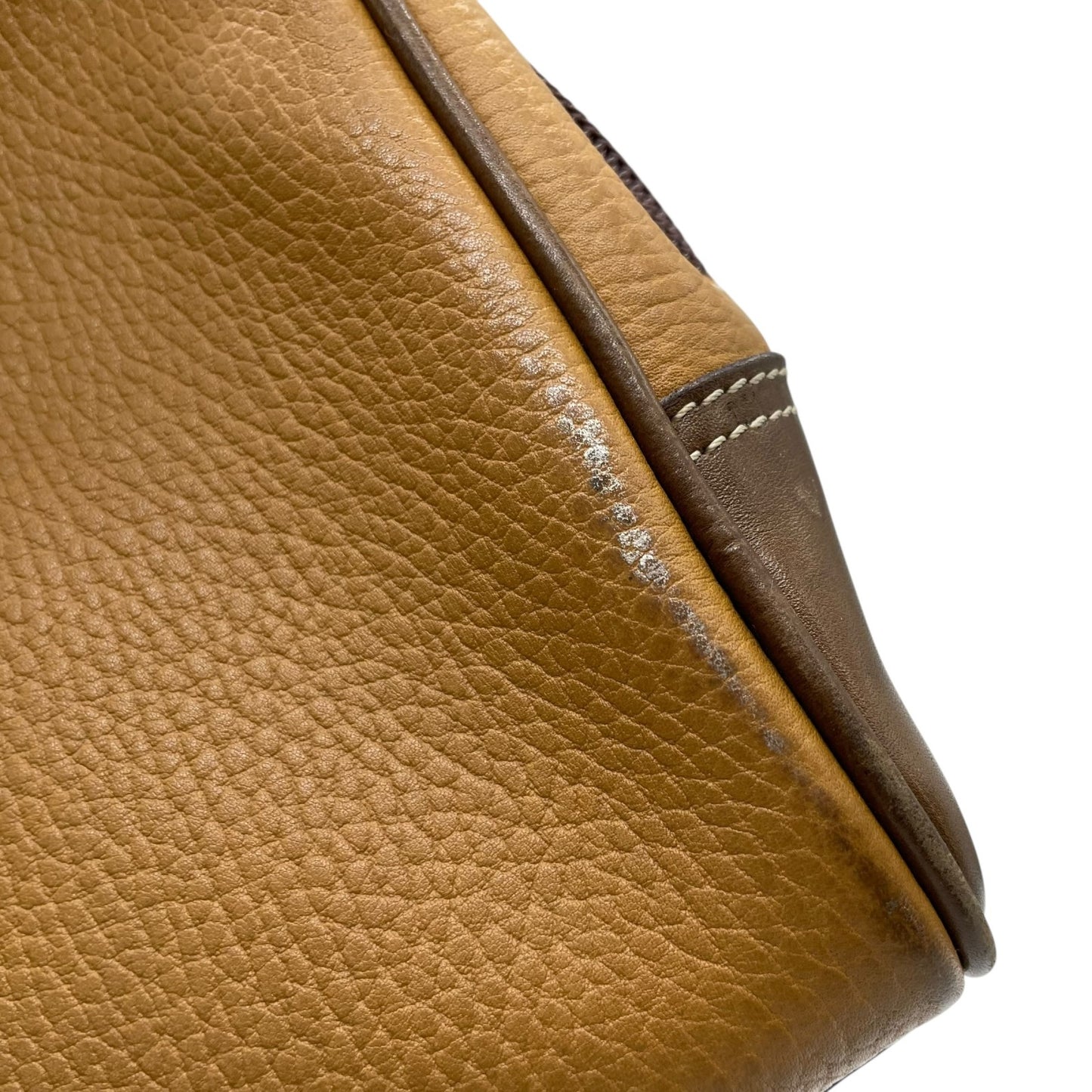 LOEWE ロエベ アナグラム レザー クラッチバッグ ベージュ ブラウン ゴールド金具 セカンドバッグ メンズ レディース ヴィンテージ K7