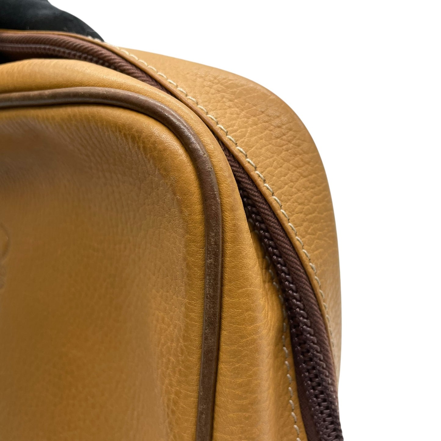 LOEWE ロエベ アナグラム レザー クラッチバッグ ベージュ ブラウン ゴールド金具 セカンドバッグ メンズ レディース ヴィンテージ K7