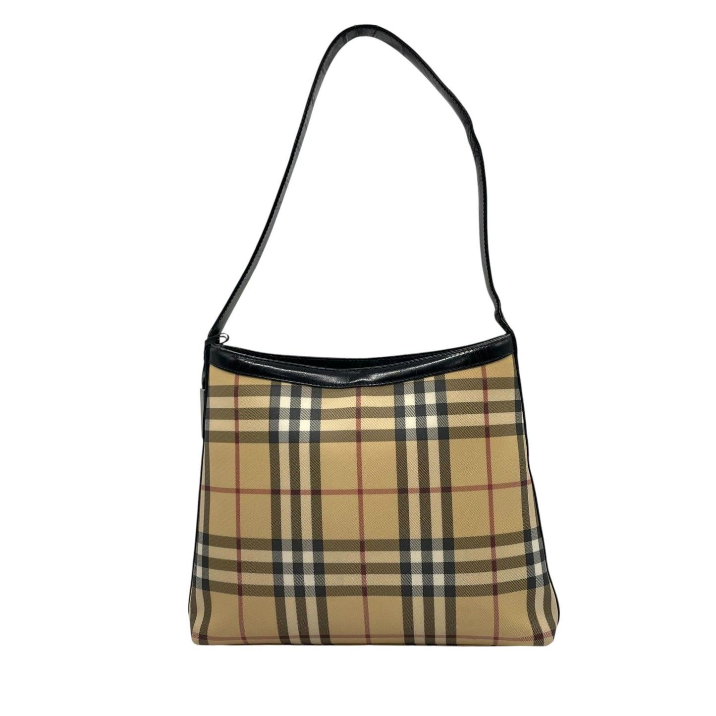 Burberry バーバリー ノバチェック PVC レザー ワンショルダーバッグ ベージュ シルバー金具 クラシック チェック柄 S83