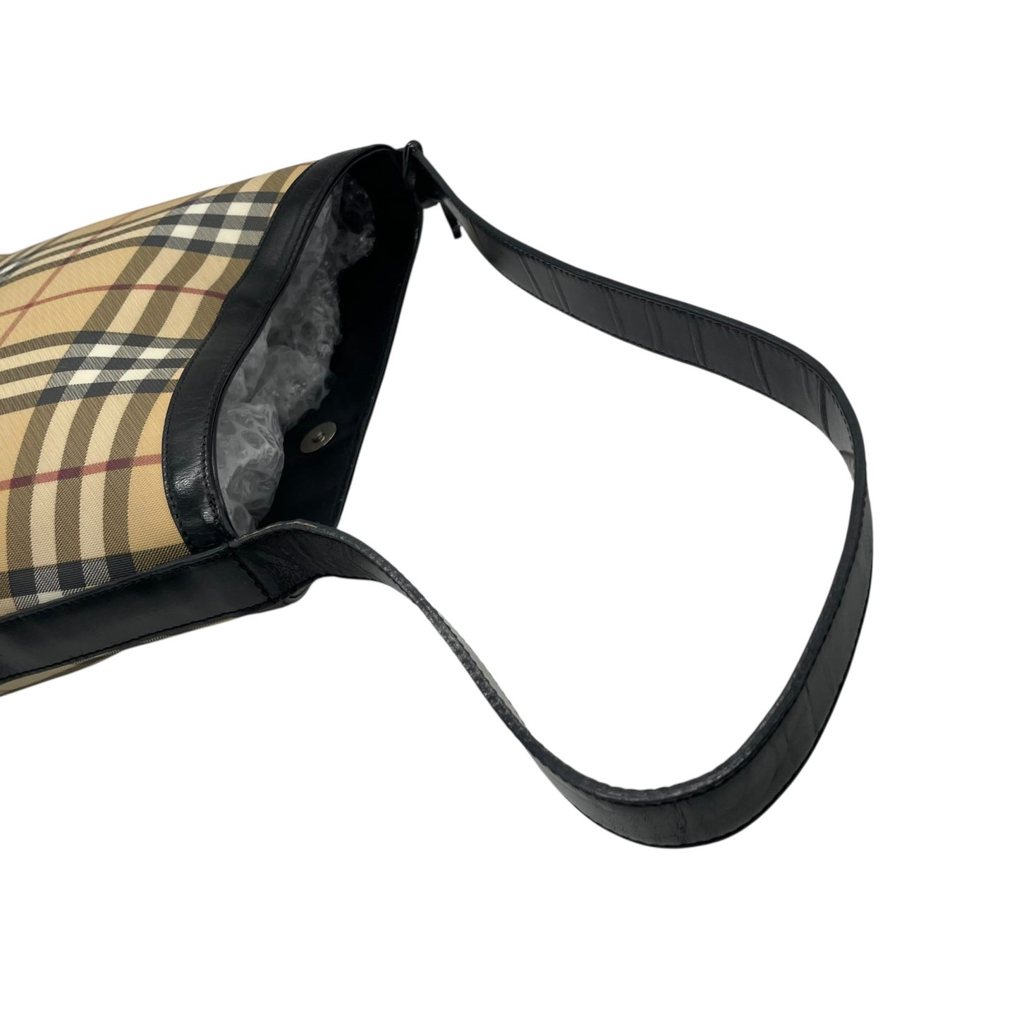 Burberry バーバリー ノバチェック PVC レザー ワンショルダーバッグ ベージュ シルバー金具 クラシック チェック柄 S83