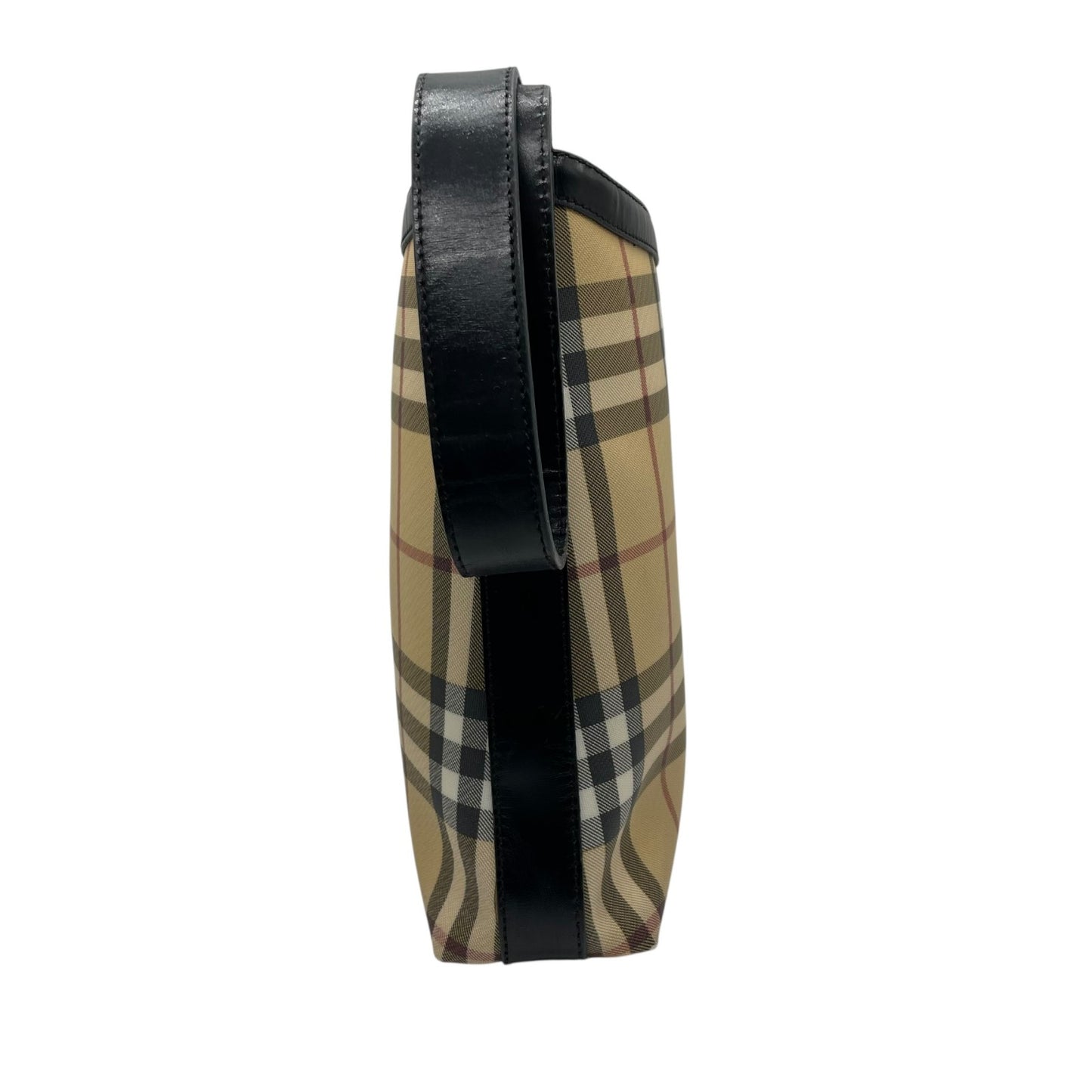Burberry バーバリー ノバチェック PVC レザー ワンショルダーバッグ ベージュ シルバー金具 クラシック チェック柄 S83