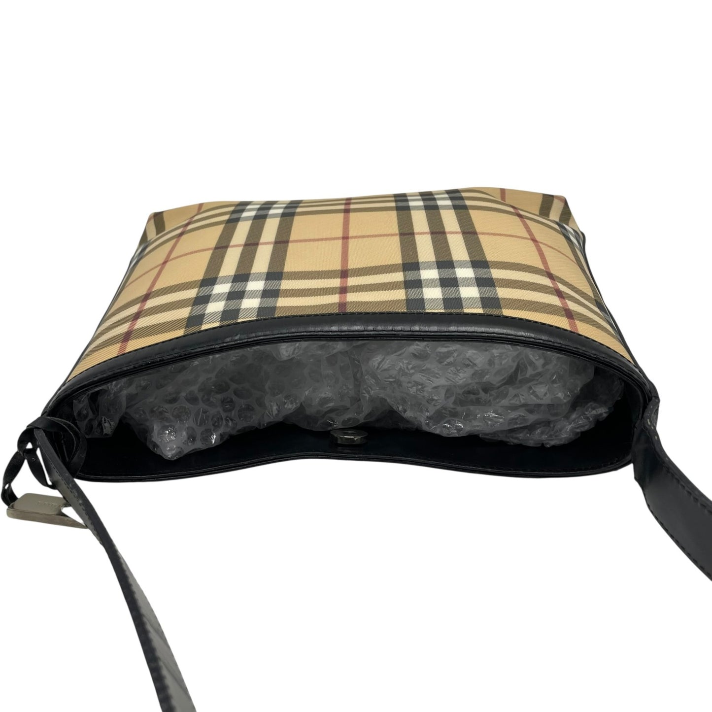 Burberry バーバリー ノバチェック PVC レザー ワンショルダーバッグ ベージュ シルバー金具 クラシック チェック柄 S83
