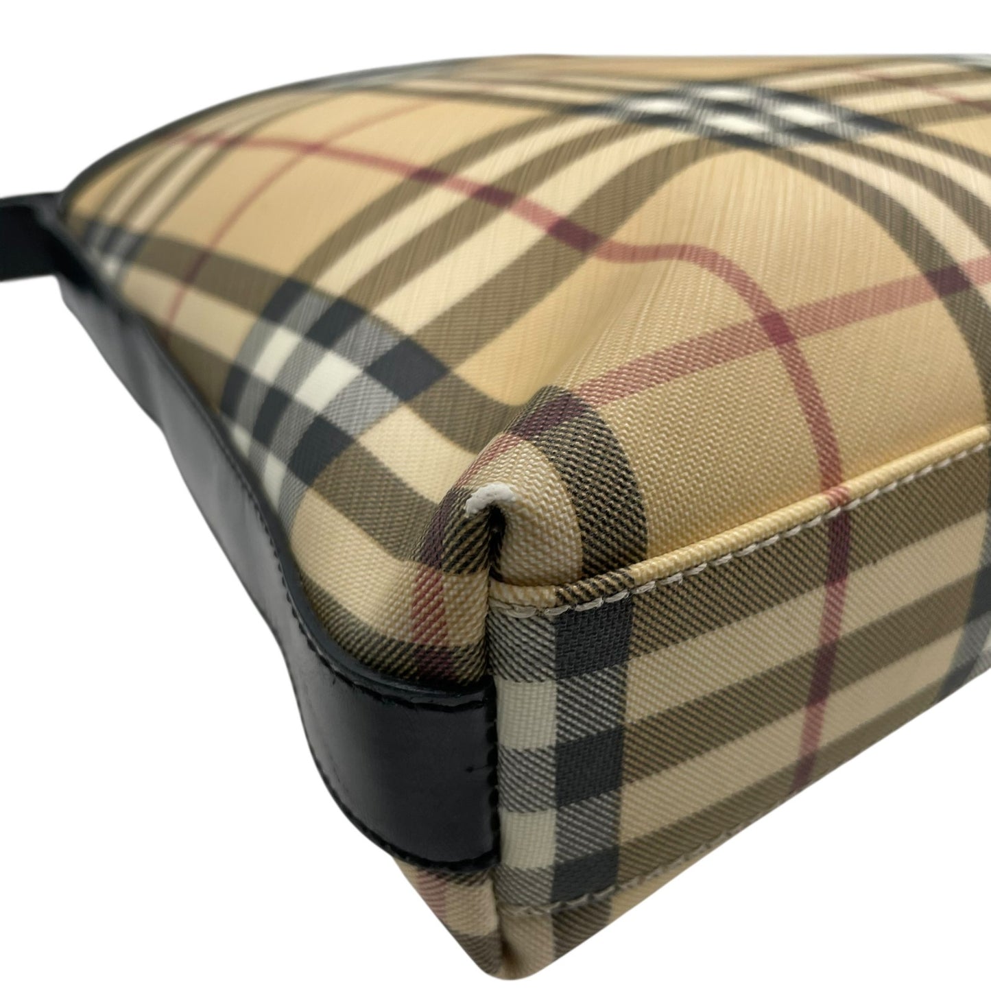 Burberry バーバリー ノバチェック PVC レザー ワンショルダーバッグ ベージュ シルバー金具 クラシック チェック柄 S83