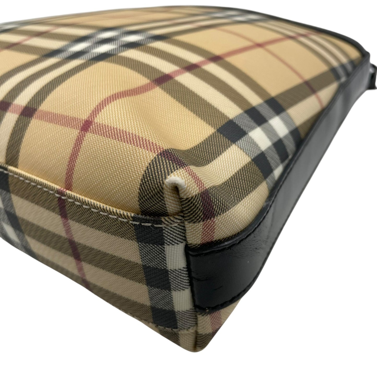 Burberry バーバリー ノバチェック PVC レザー ワンショルダーバッグ ベージュ シルバー金具 クラシック チェック柄 S83