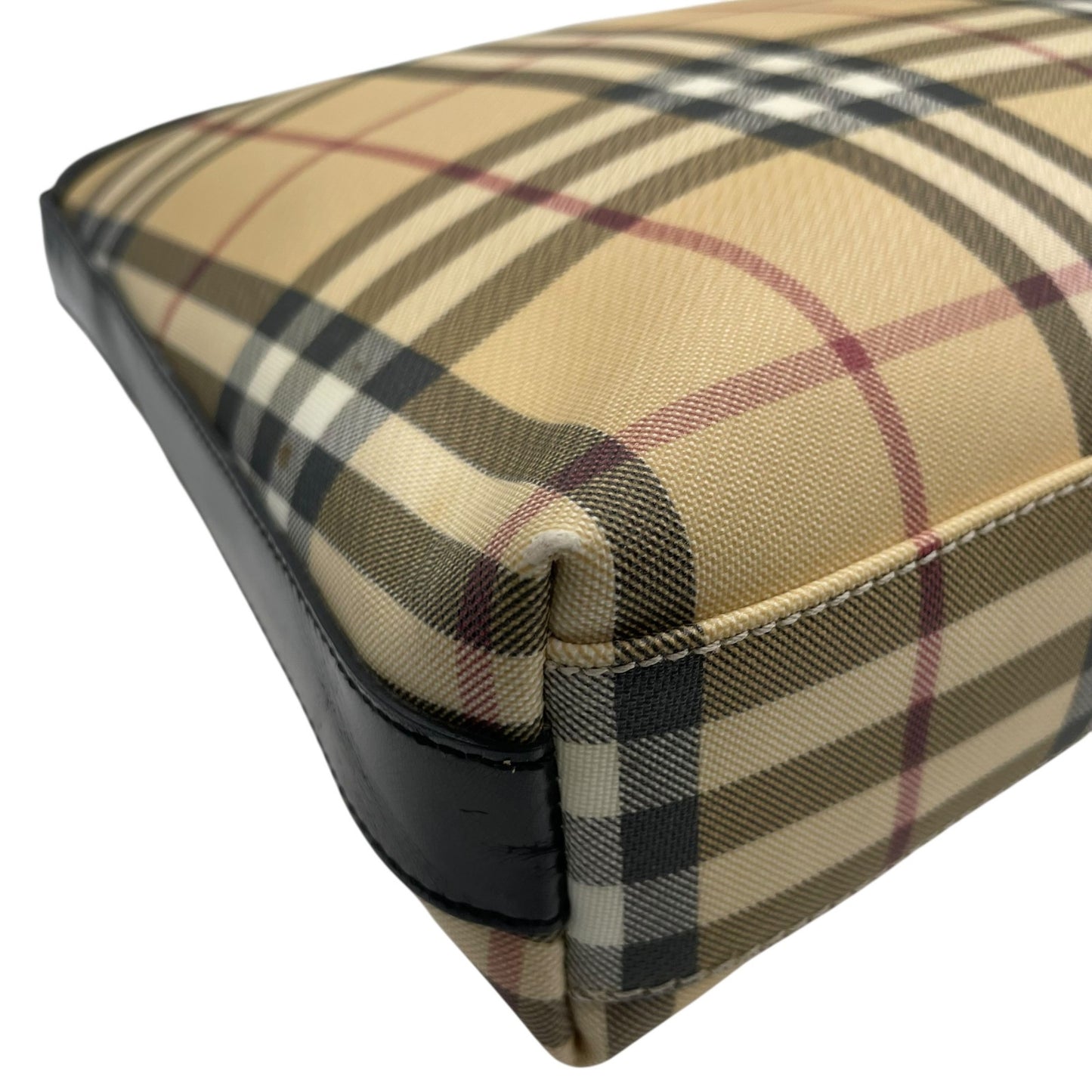 Burberry バーバリー ノバチェック PVC レザー ワンショルダーバッグ ベージュ シルバー金具 クラシック チェック柄 S83