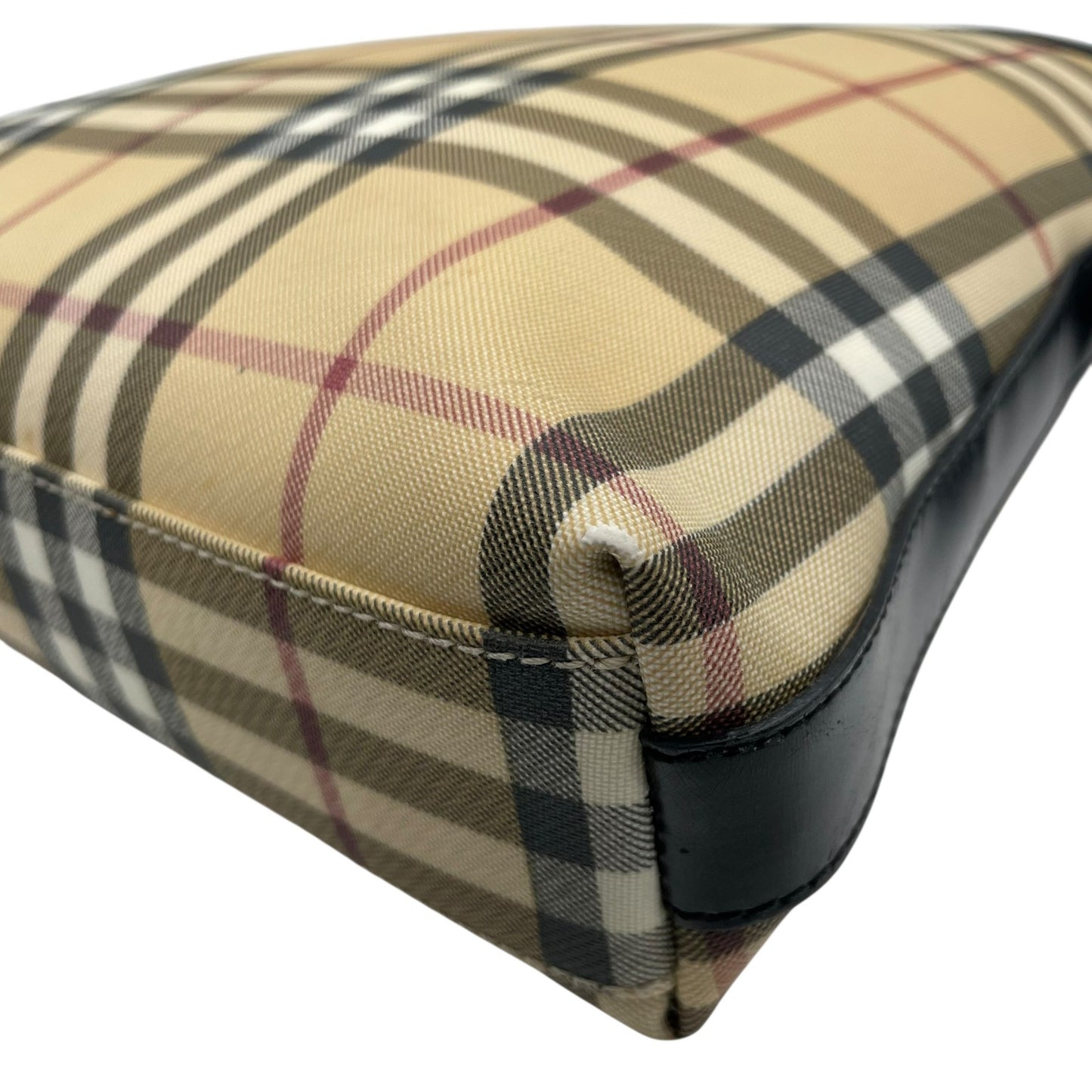 Burberry バーバリー ノバチェック PVC レザー ワンショルダーバッグ ベージュ シルバー金具 クラシック チェック柄 S83