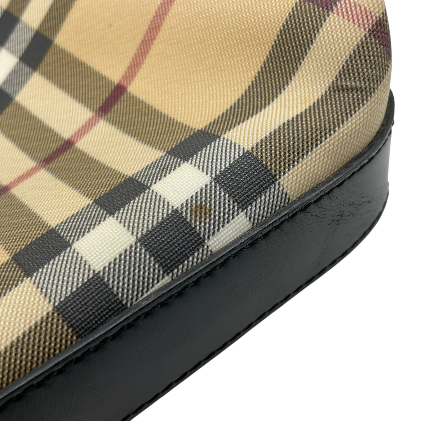 Burberry バーバリー ノバチェック PVC レザー ワンショルダーバッグ ベージュ シルバー金具 クラシック チェック柄 S83
