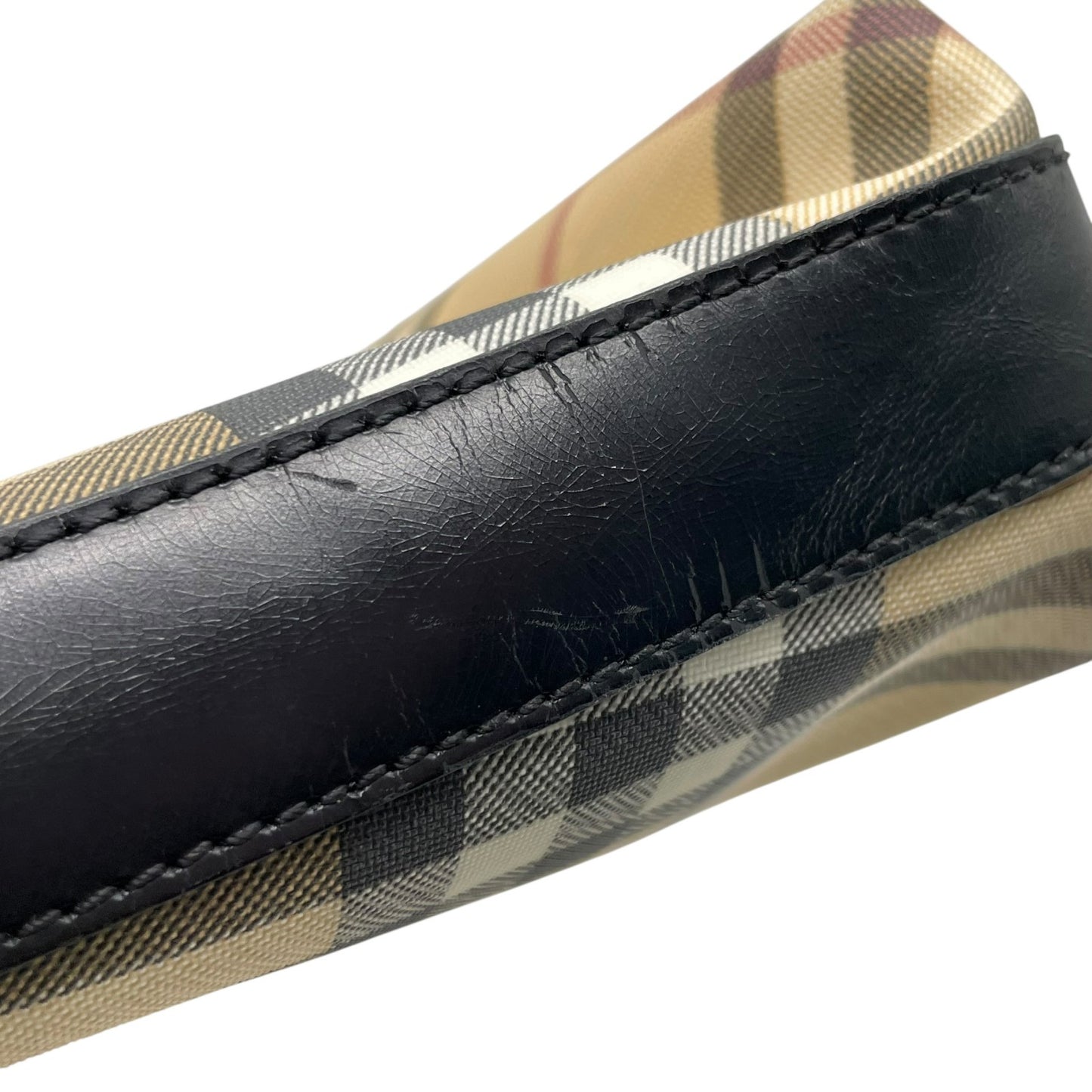 Burberry バーバリー ノバチェック PVC レザー ワンショルダーバッグ ベージュ シルバー金具 クラシック チェック柄 S83