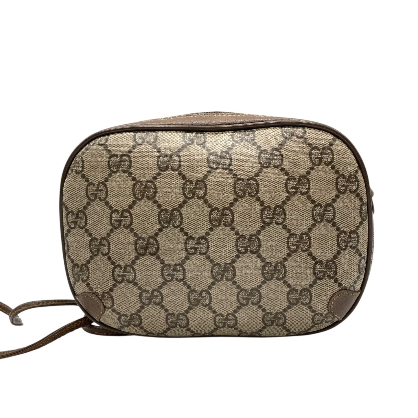 GUCCI グッチ GGスプリーム オールドグッチ PVC レザー シェリーライン ショルダーバッグ グレー ベージュ ゴールド金具 斜め掛け ヴィンテージ D5