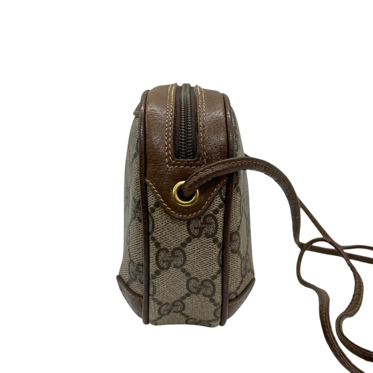 GUCCI グッチ GGスプリーム オールドグッチ PVC レザー シェリーライン ショルダーバッグ グレー ベージュ ゴールド金具 斜め掛け ヴィンテージ D5