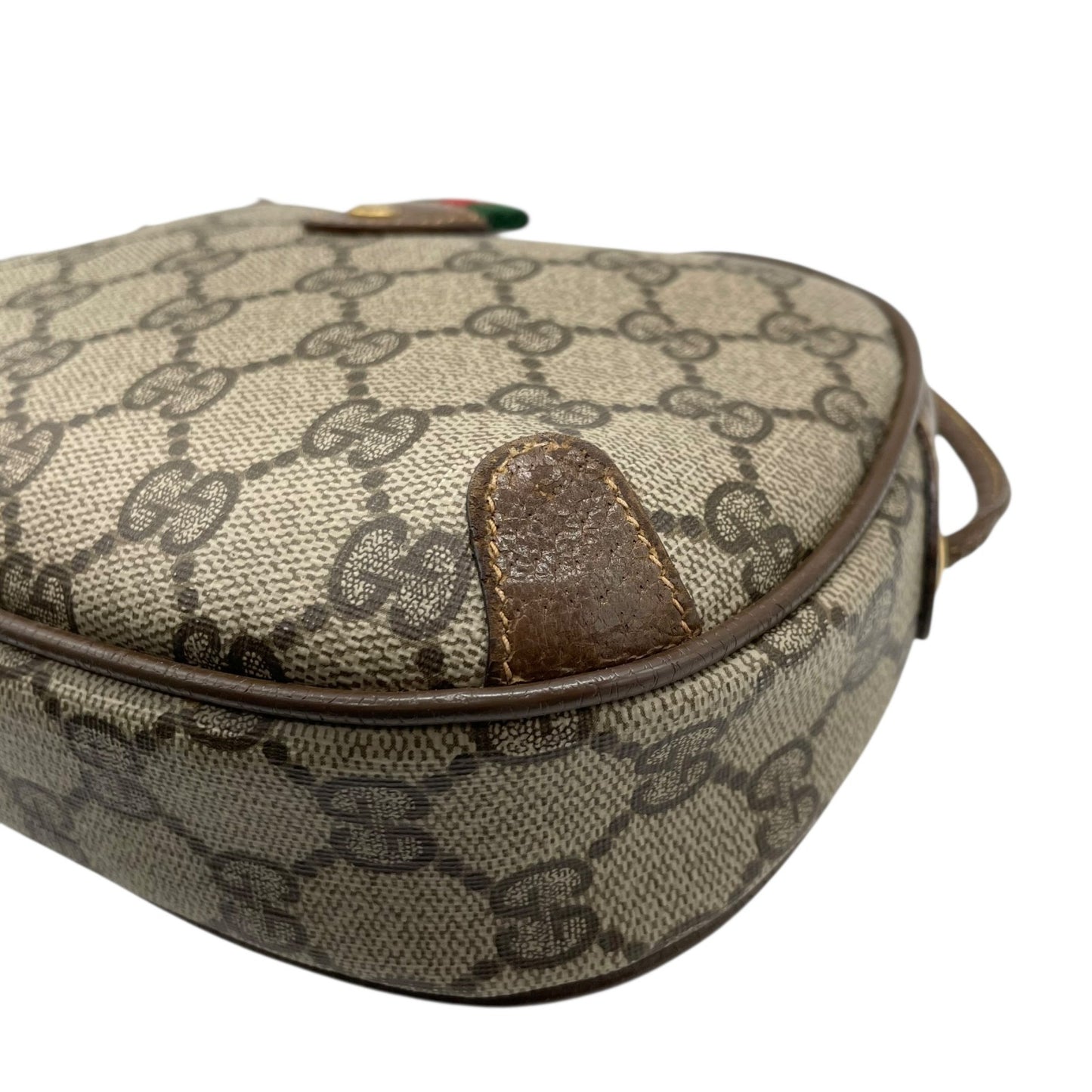 GUCCI グッチ GGスプリーム オールドグッチ PVC レザー シェリーライン ショルダーバッグ グレー ベージュ ゴールド金具 斜め掛け ヴィンテージ D5