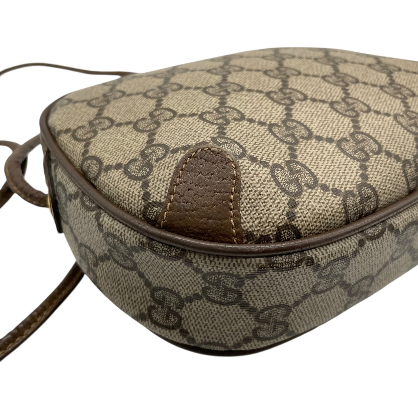 GUCCI グッチ GGスプリーム オールドグッチ PVC レザー シェリーライン ショルダーバッグ グレー ベージュ ゴールド金具 斜め掛け ヴィンテージ D5