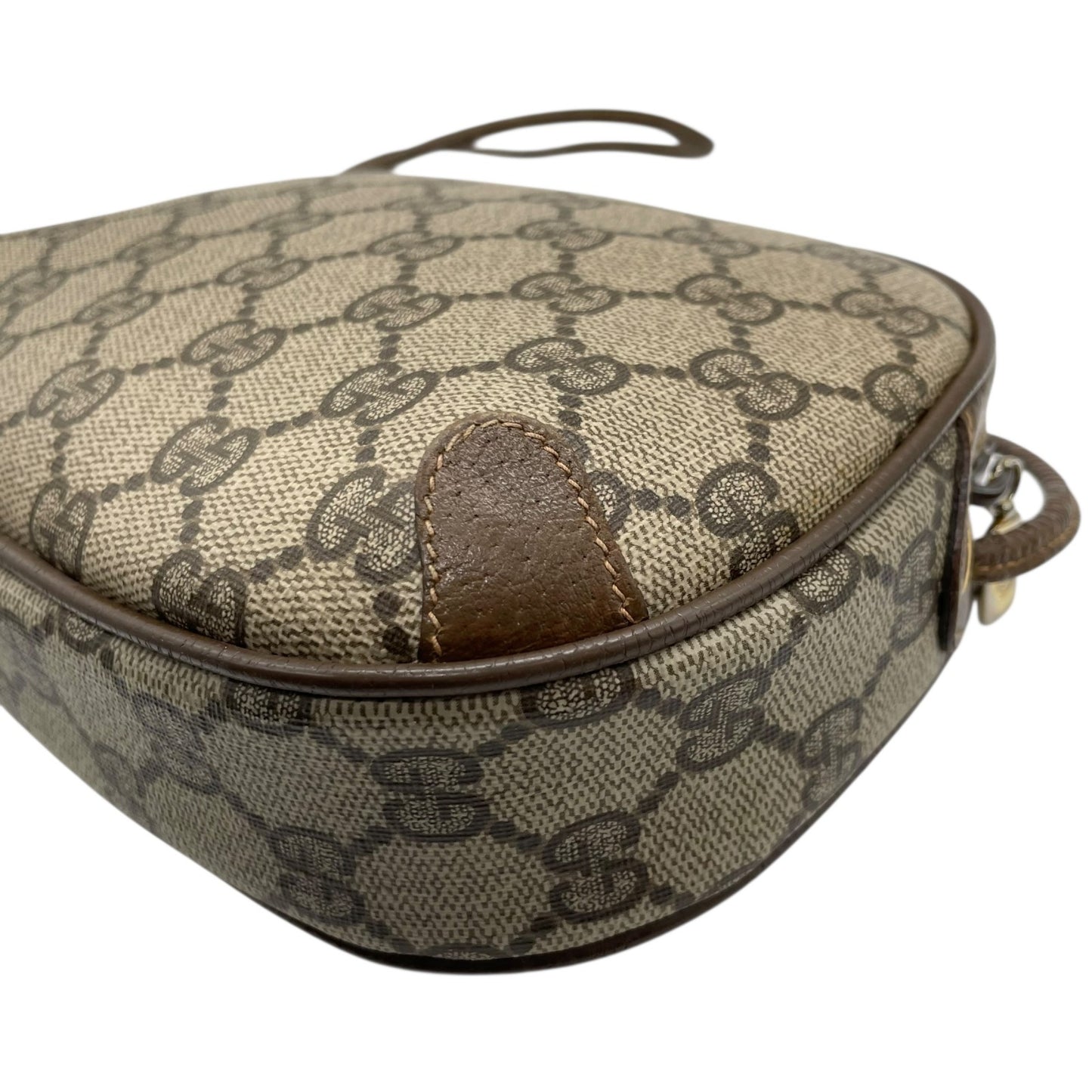 GUCCI グッチ GGスプリーム オールドグッチ PVC レザー シェリーライン ショルダーバッグ グレー ベージュ ゴールド金具 斜め掛け ヴィンテージ D5