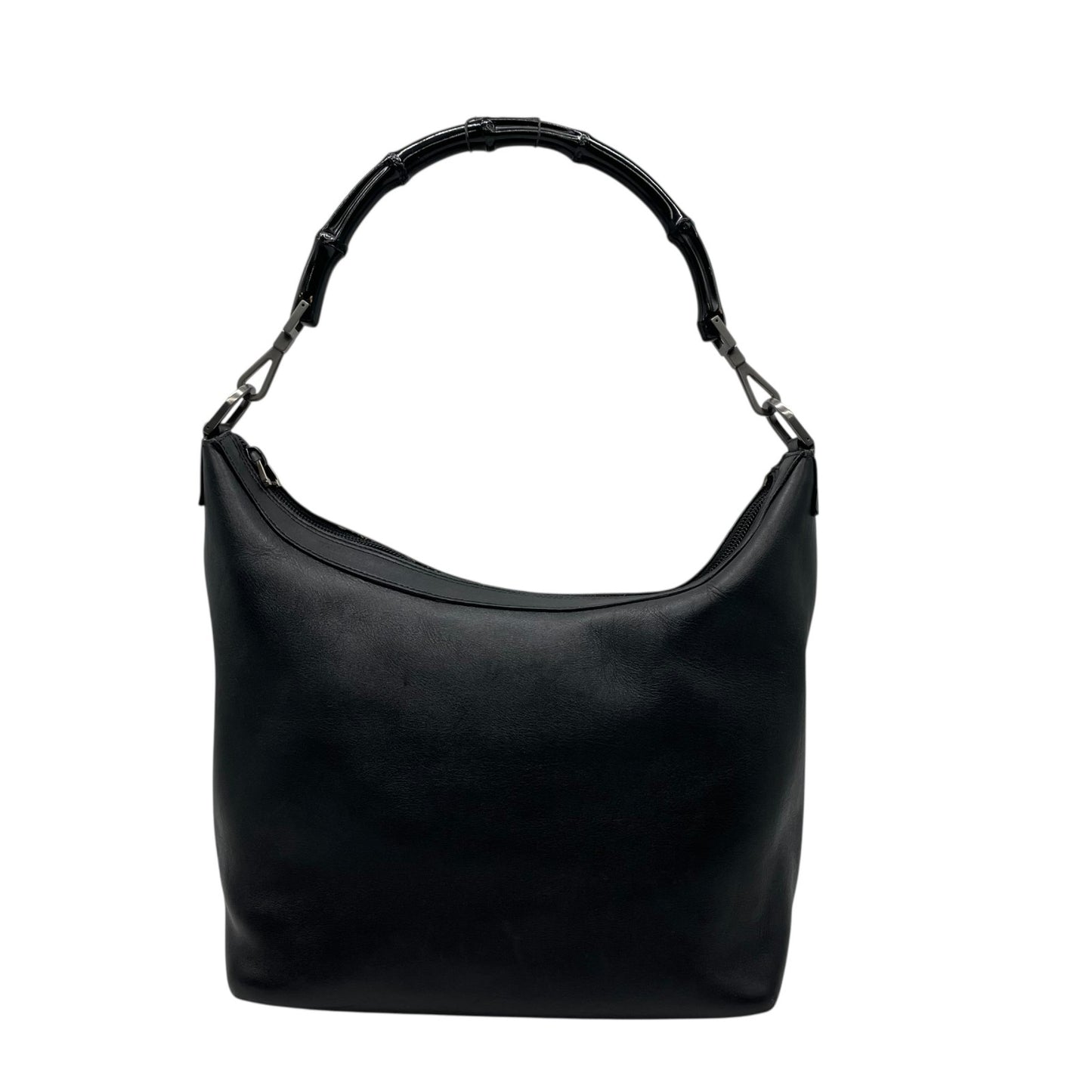 グッチ GUCCI ハンドバッグ ワンショルダー バッグ バンブー レザー 本革 黒 ブラック シルバー金具 エレガント クラシック ヴィンテージ カジュアル フォーマル レディース 肩掛け 自立可 イタリア製 人気 おしゃれ 通勤 通学 E10