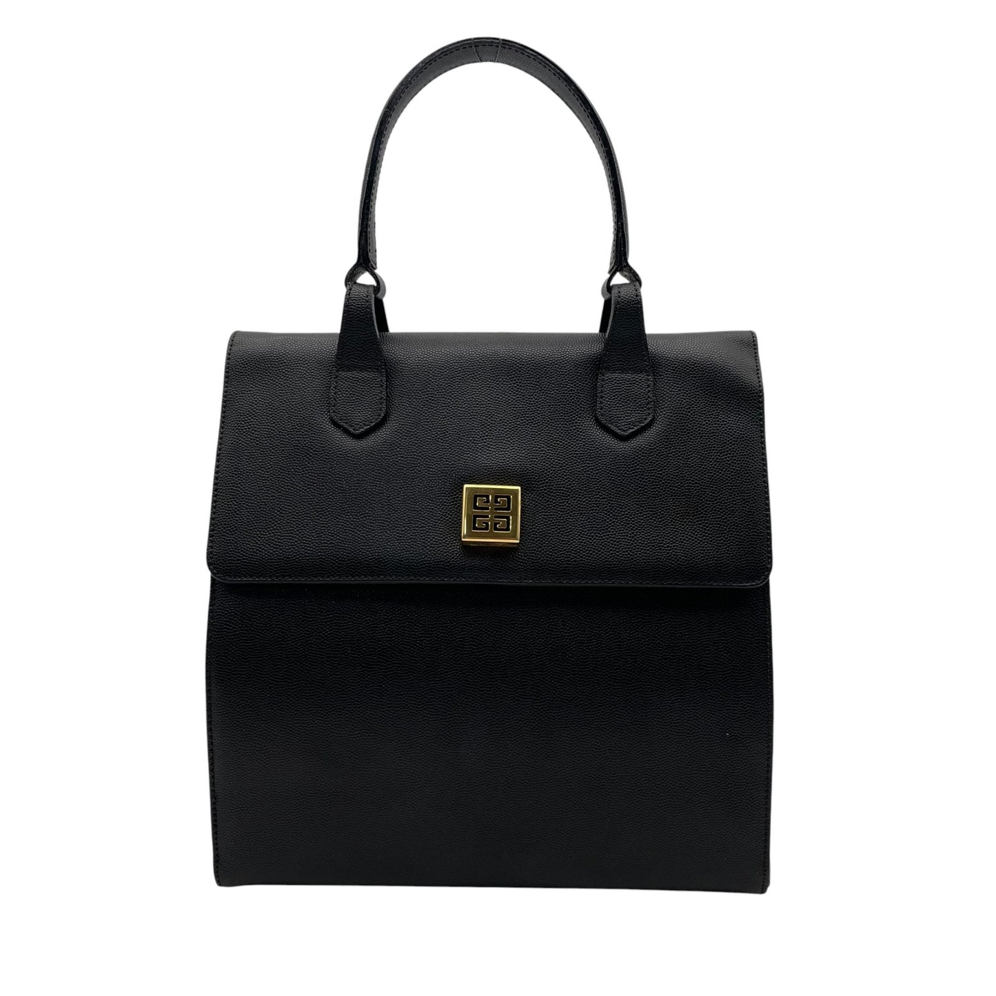 【美品】 ジバンシー GIVENCHY ハンドバッグ ショルダーバッグ 2WAY レザー 本革 ブラック 黒 ゴールド金具 4Gロゴ 型押し フラップ エレガント クラシック フォーマル 冠婚葬祭 お出かけ 鞄 レディース 定番 人気 C