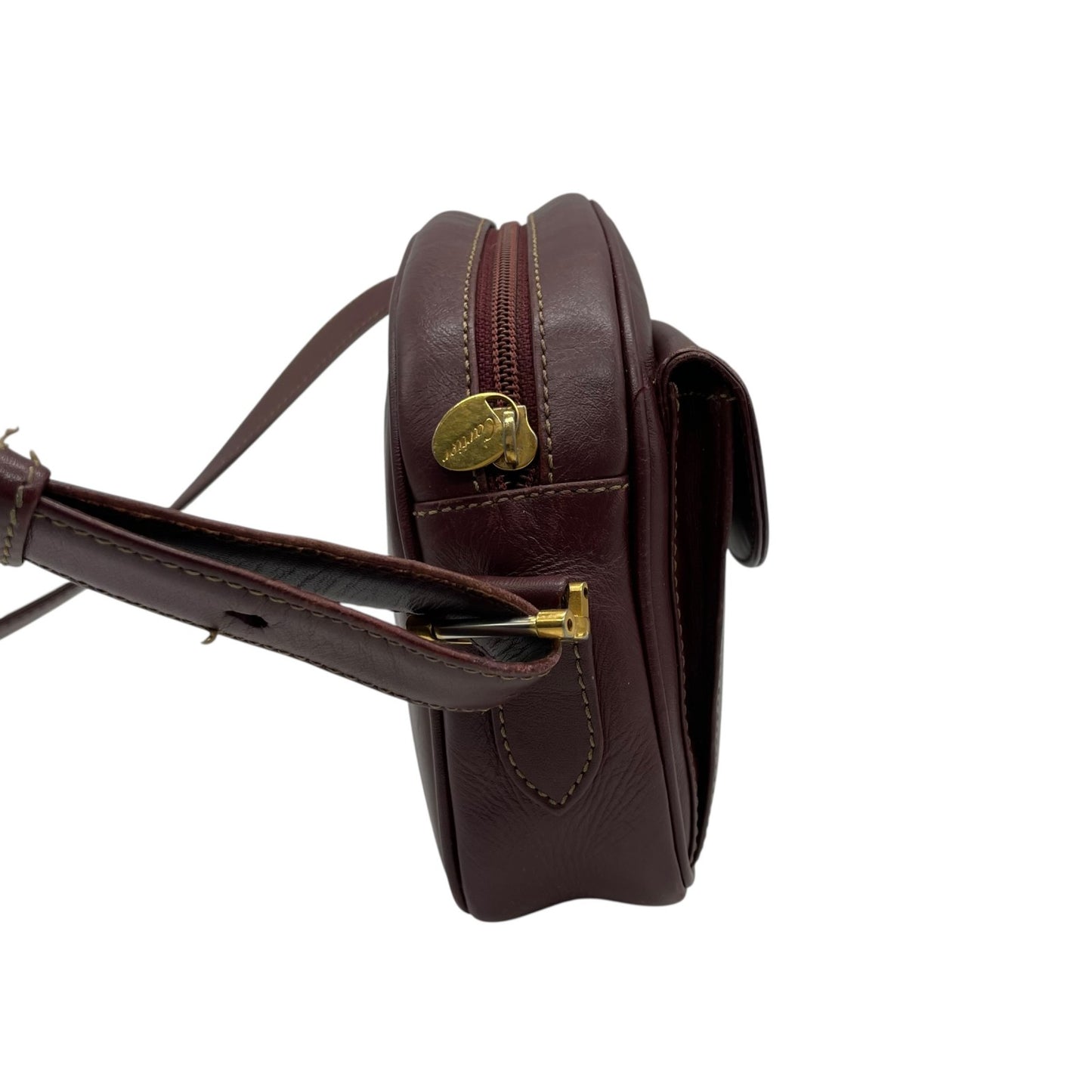 Cartier マスト ドゥ カルティエ マストライン レザー ショルダーバッグ ボルドー ゴールド金具 ヴィンテージ レディース D5